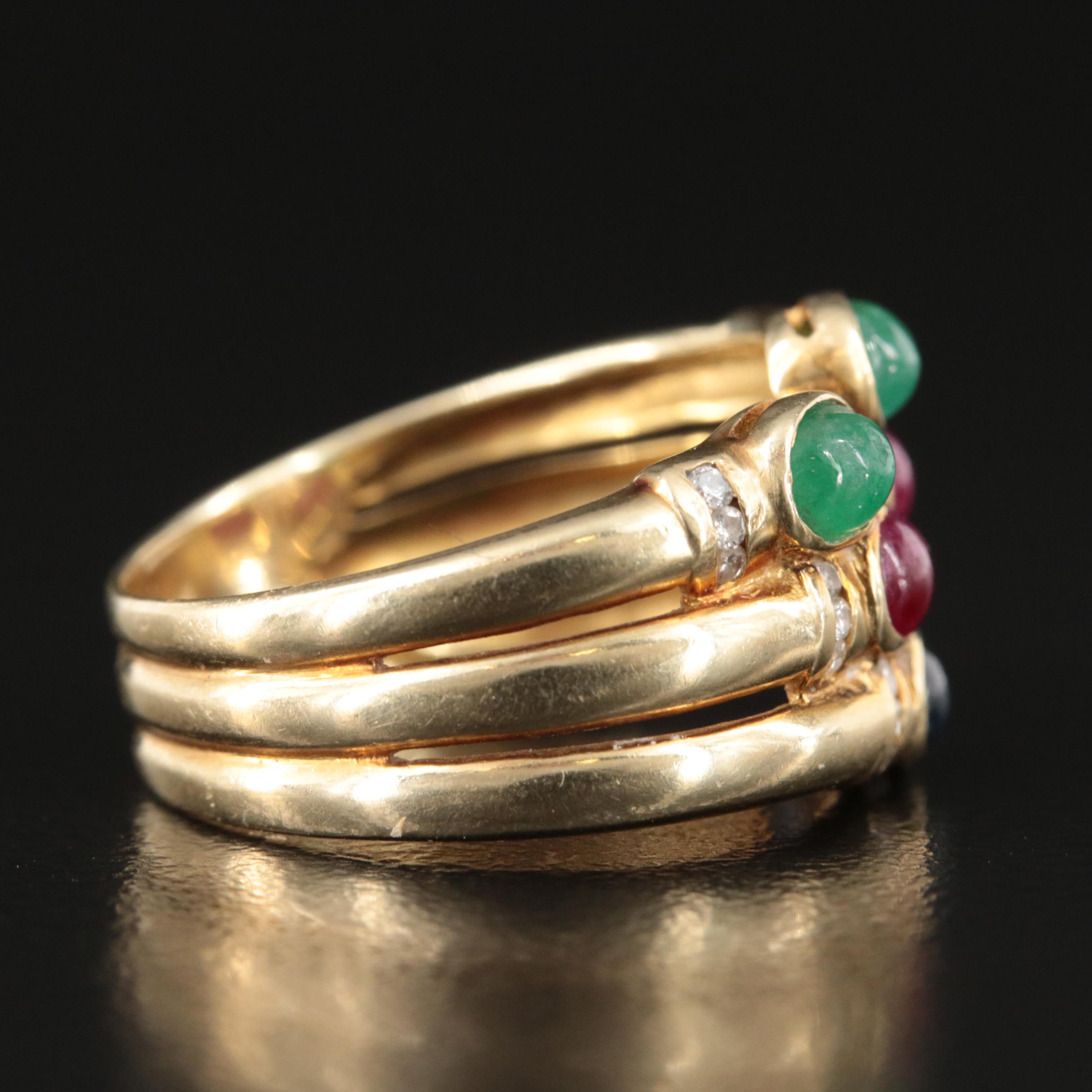 14K Sapphire, Ruby and Diamond Ring