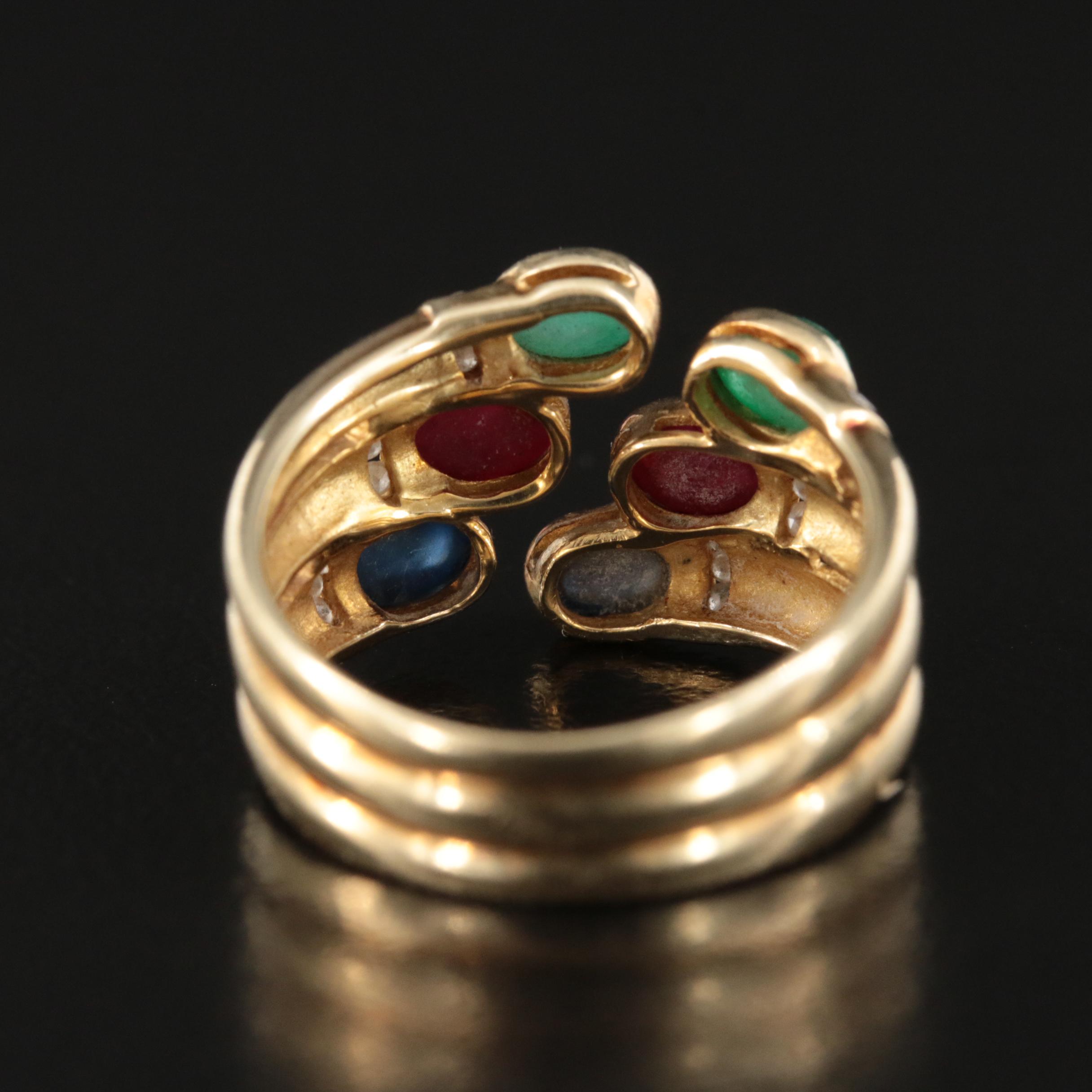 14K Sapphire, Ruby and Diamond Ring