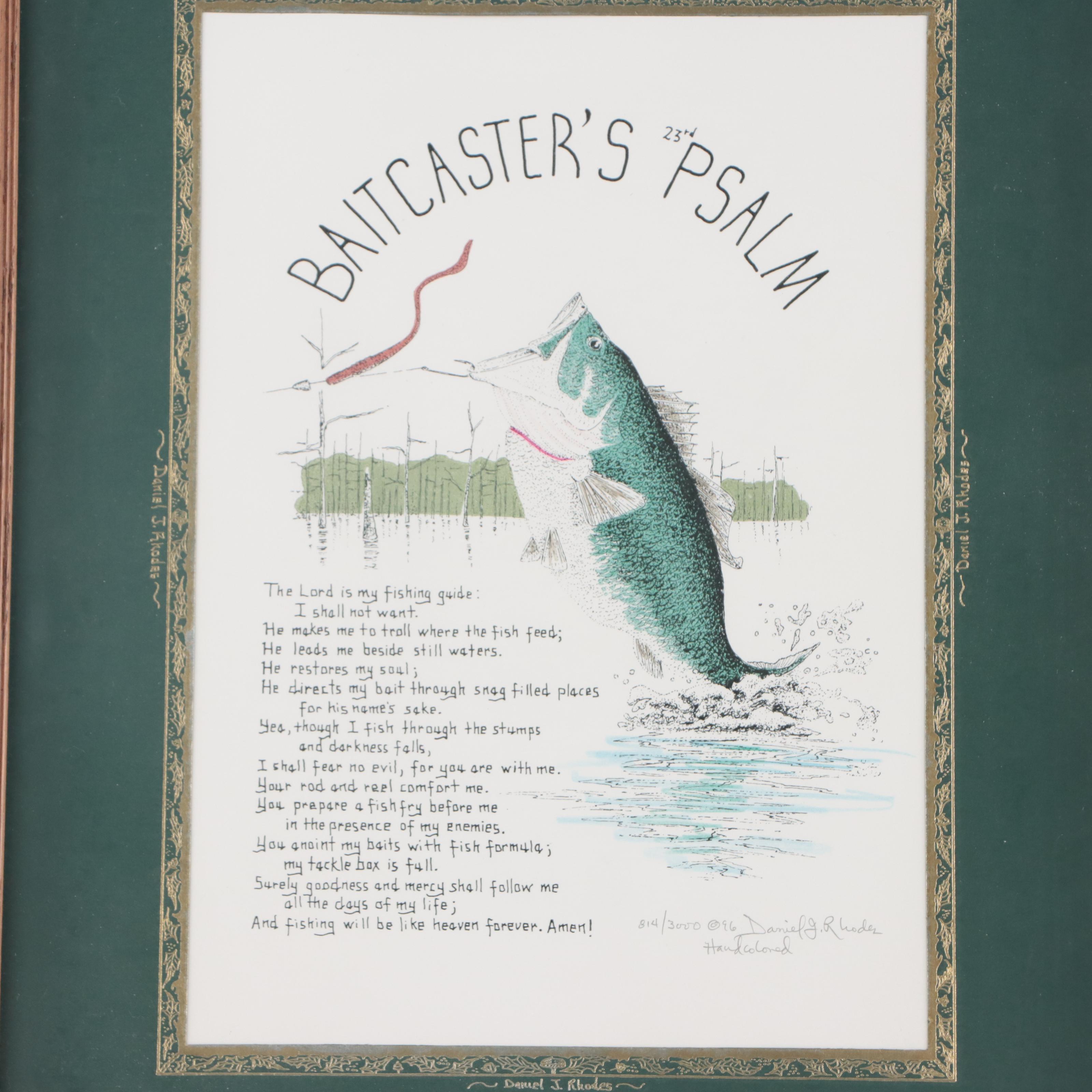 Fishing Themed Art Prints Including Daniel Rhodes "Baitcaster's 23rd Psalm"