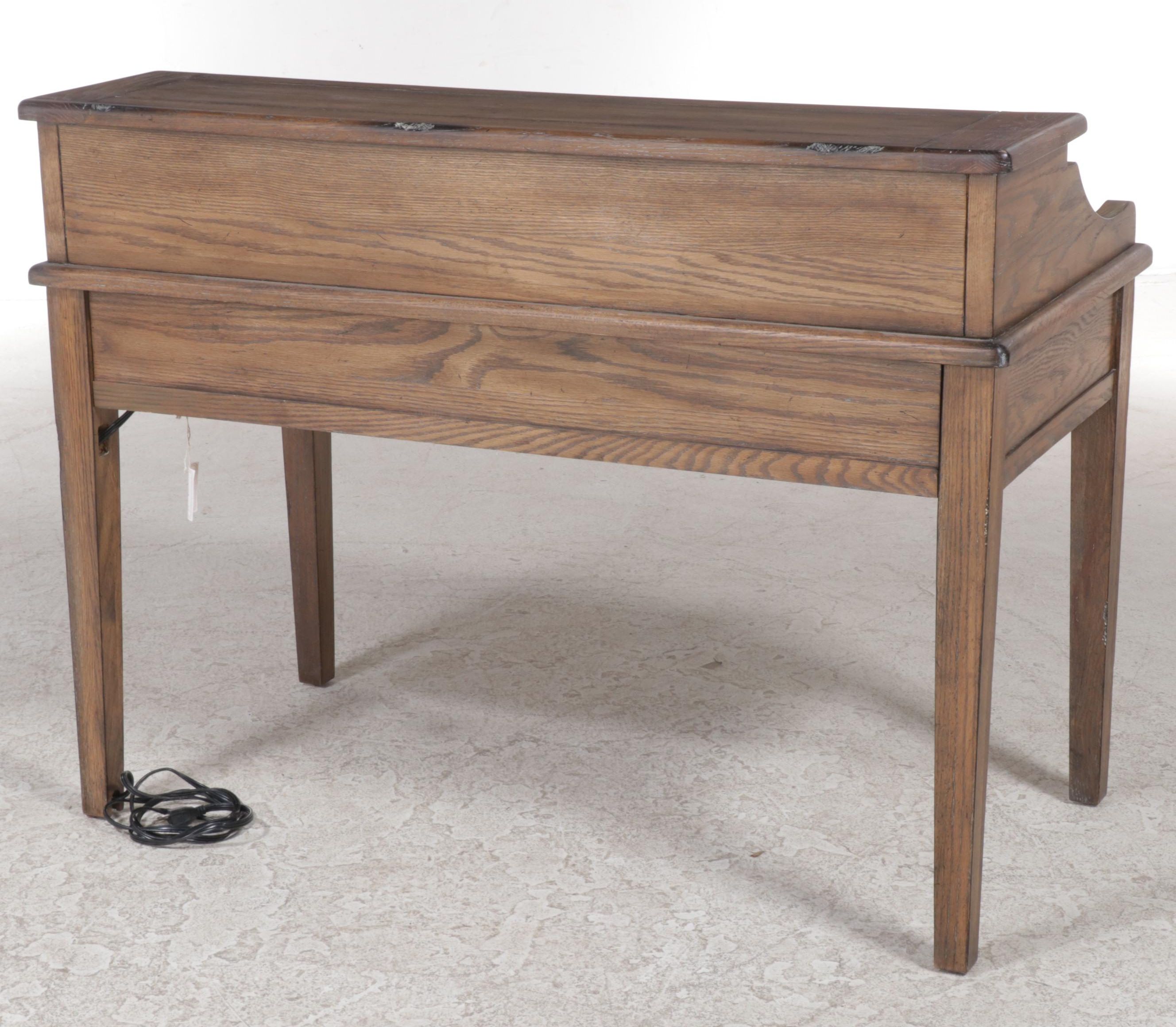Rustic Oak Desk with Upholstered Side Chair