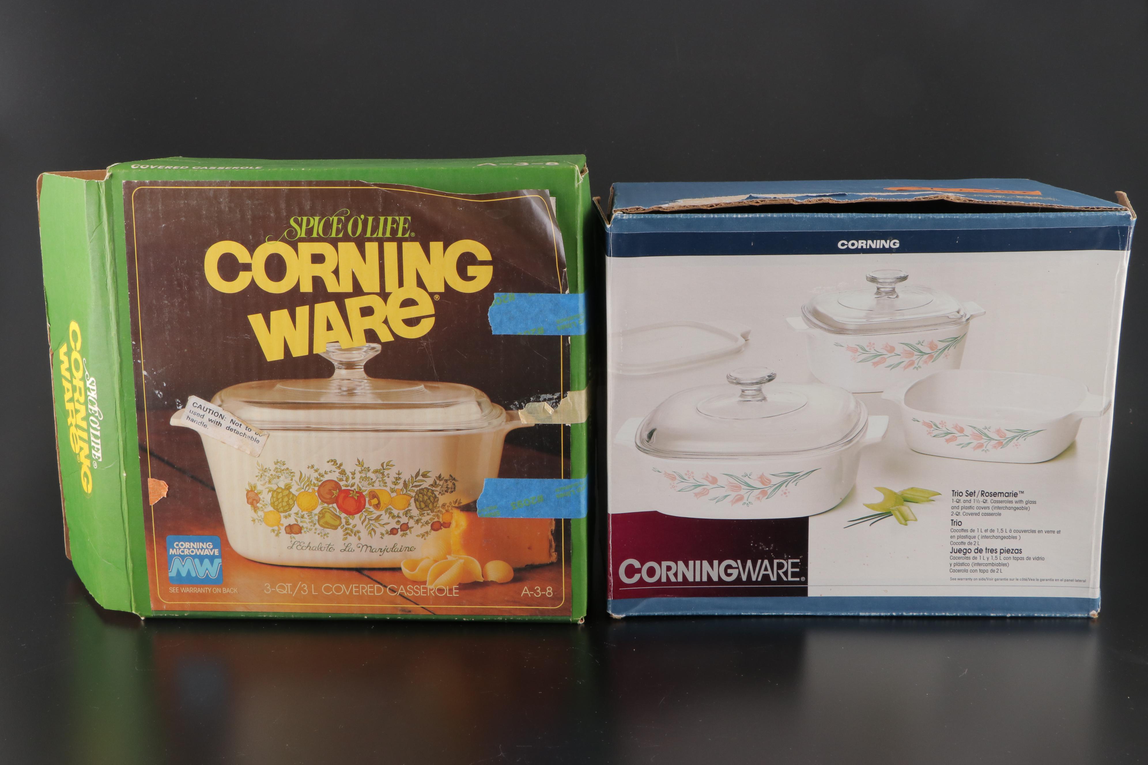 CorningWare "Rosemarie" Trio Set with "Spice O'Life" Casserole Dishes
