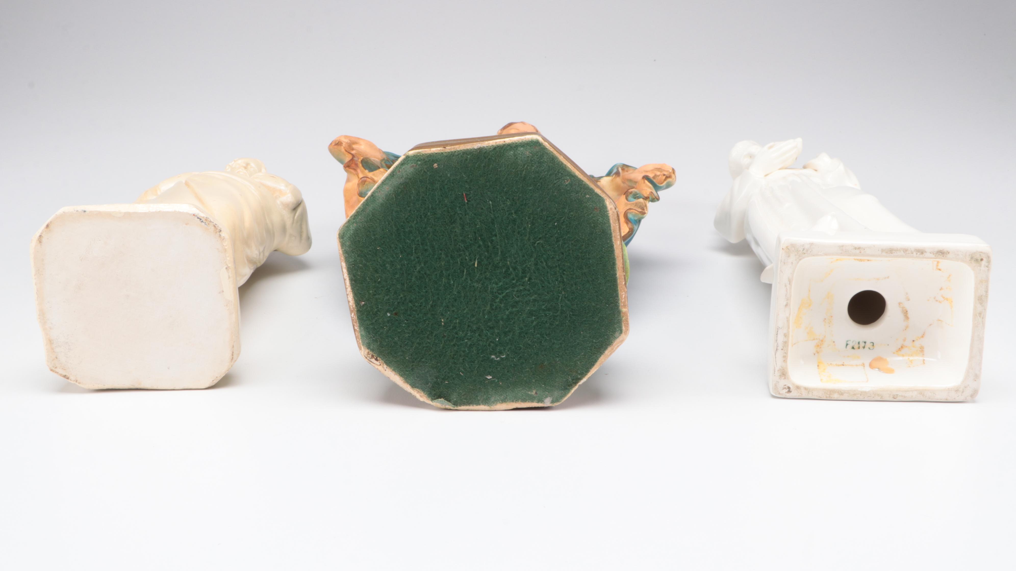 Painted Chalkware Our Lady of Grace with St. Joseph and Other Statues