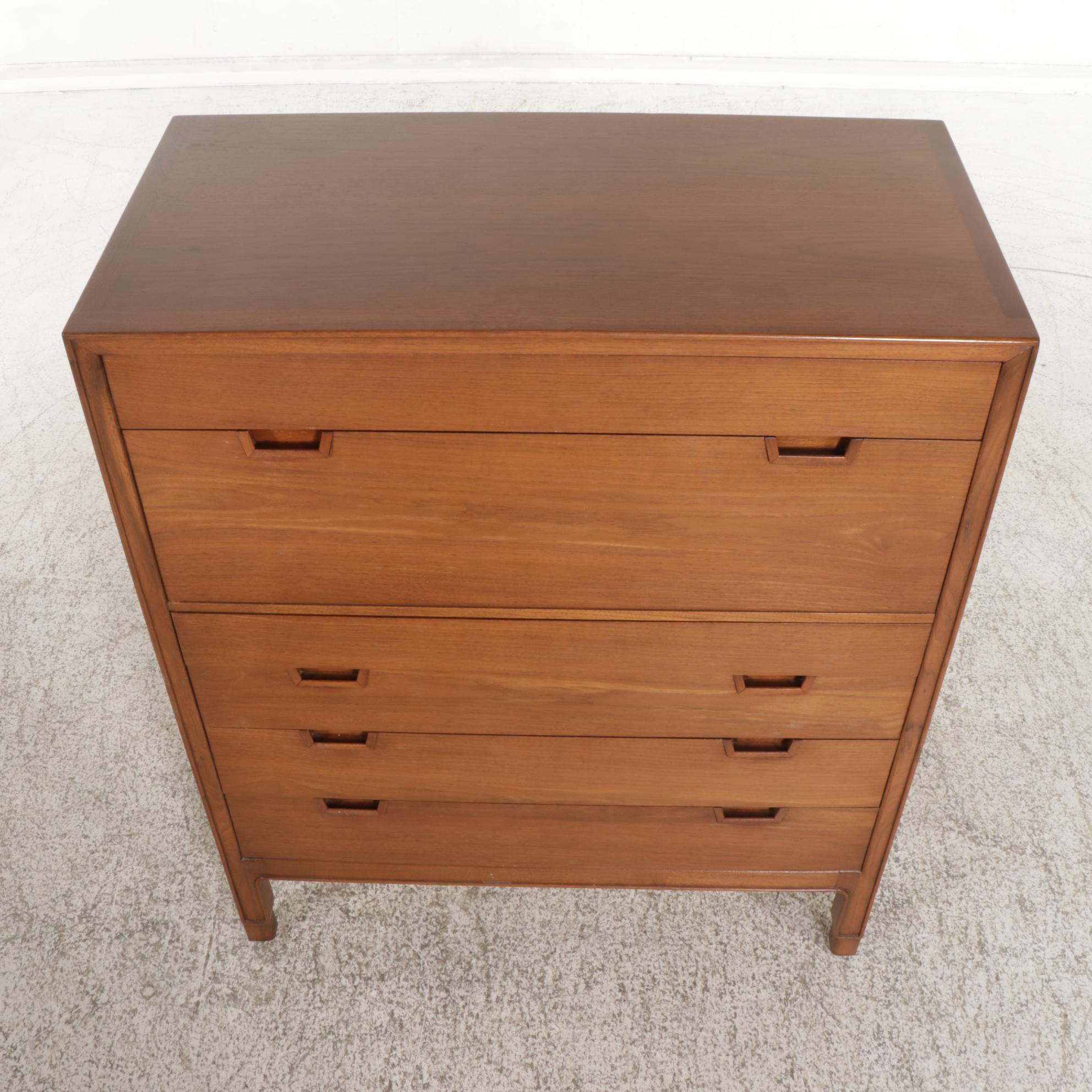 Mid Century Modern Mount Airy Janus Collection Walnut Chest of Drawers