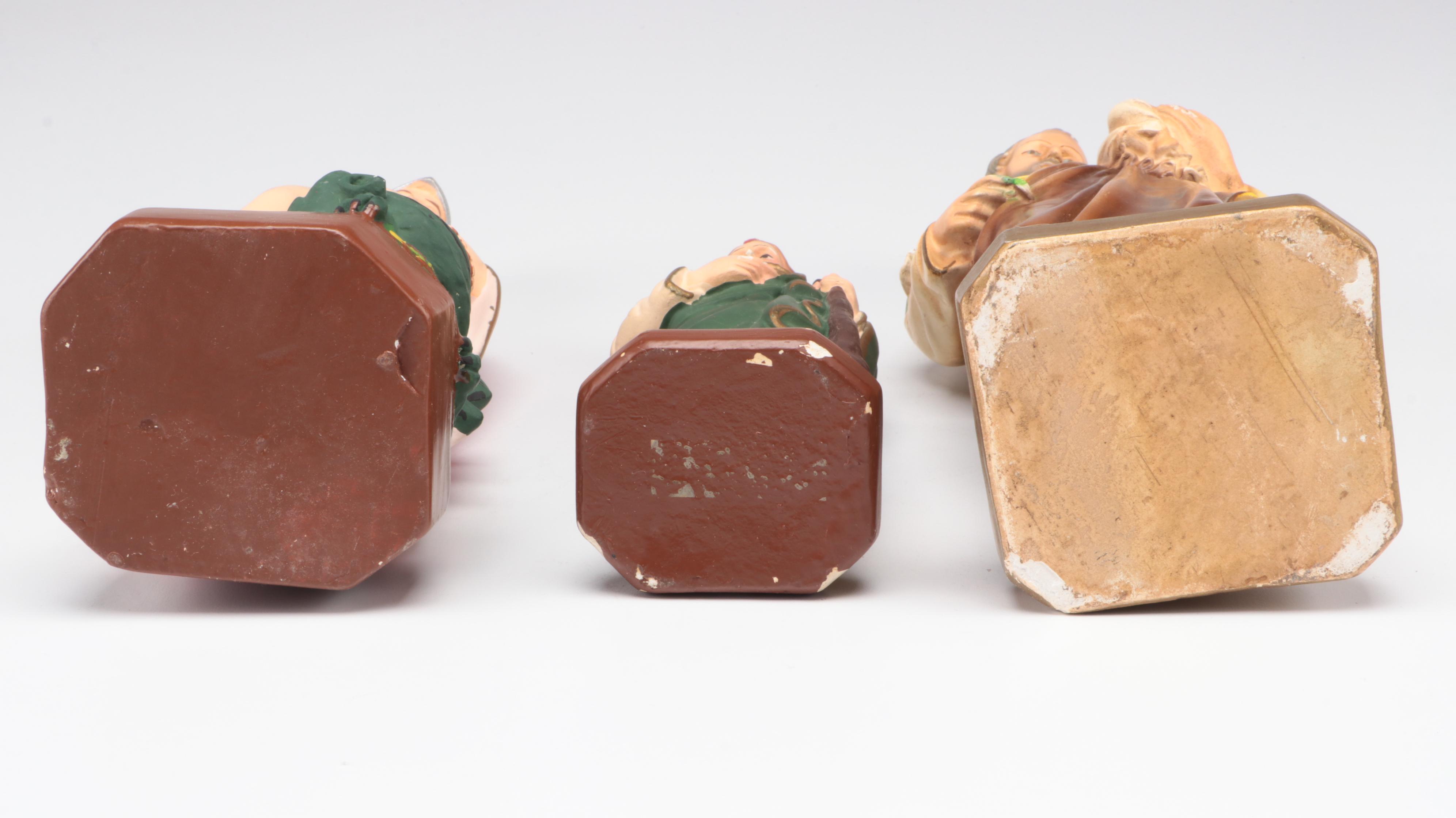 Painted Chalkware Our Lady of Grace with St. Joseph and Other Statues