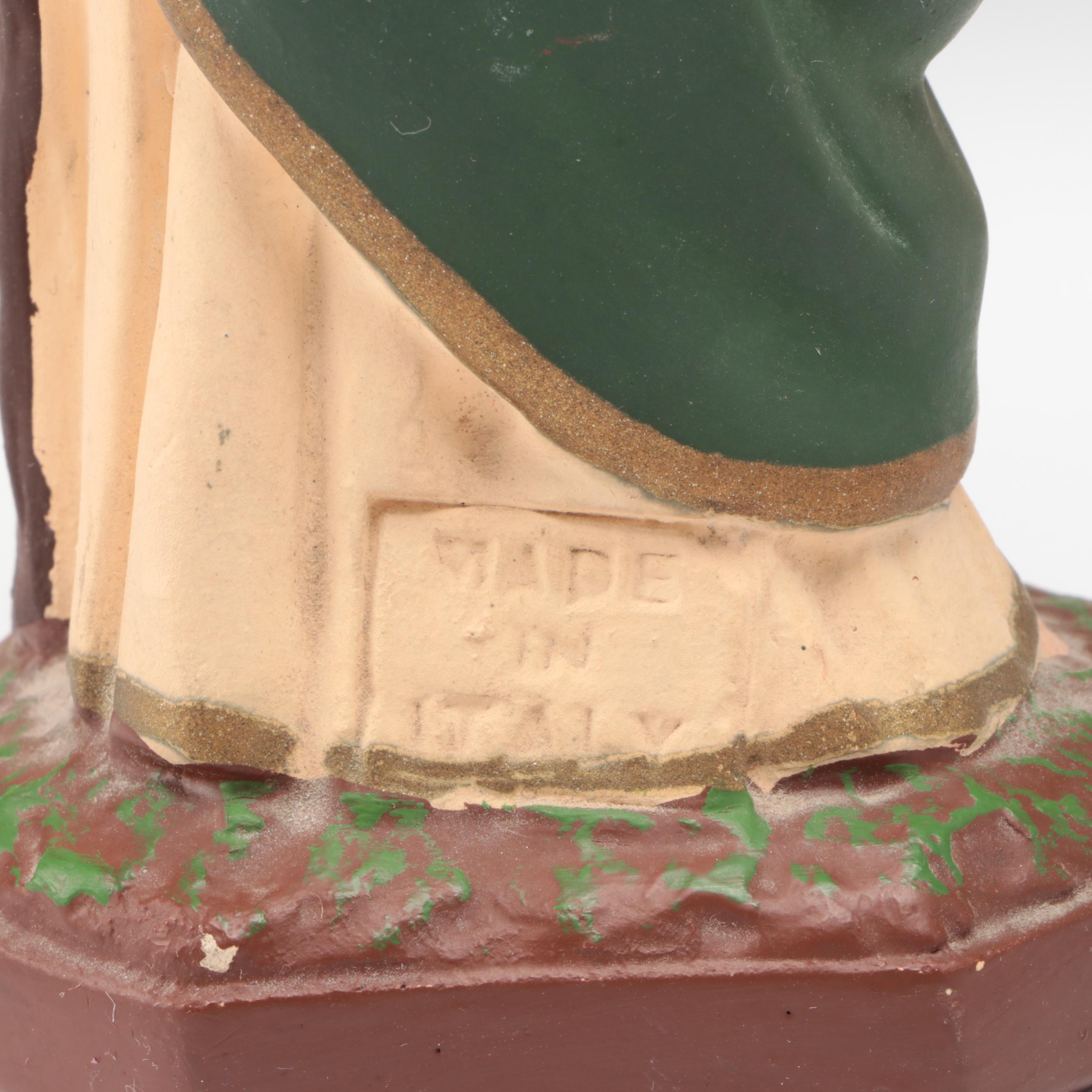 Painted Chalkware Our Lady of Grace with St. Joseph and Other Statues