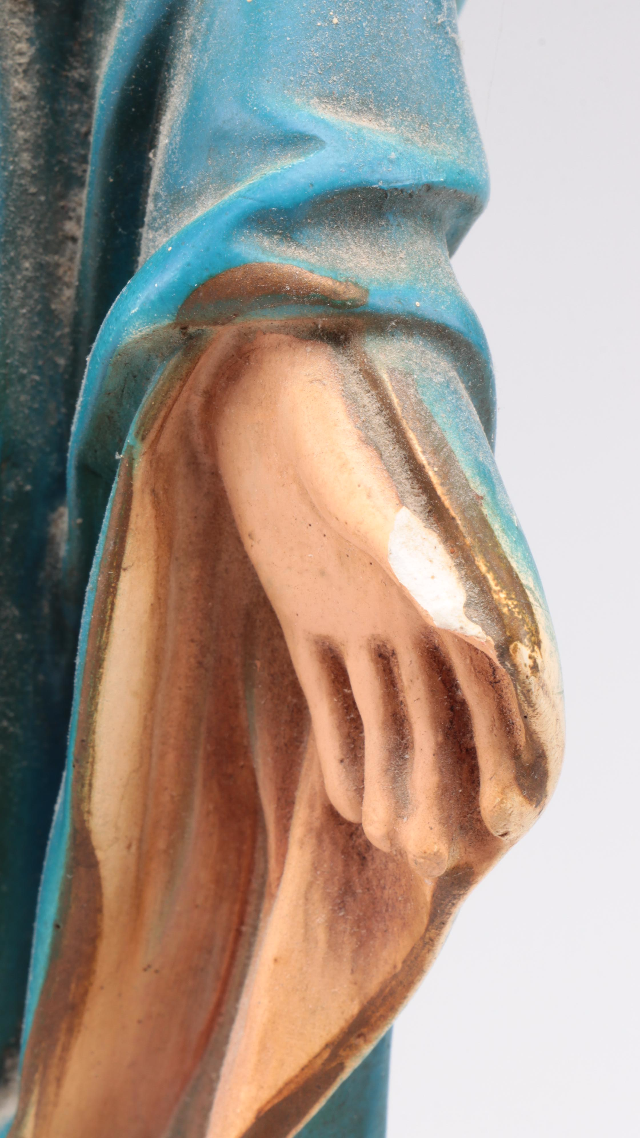 Painted Chalkware Our Lady of Grace with St. Joseph and Other Statues