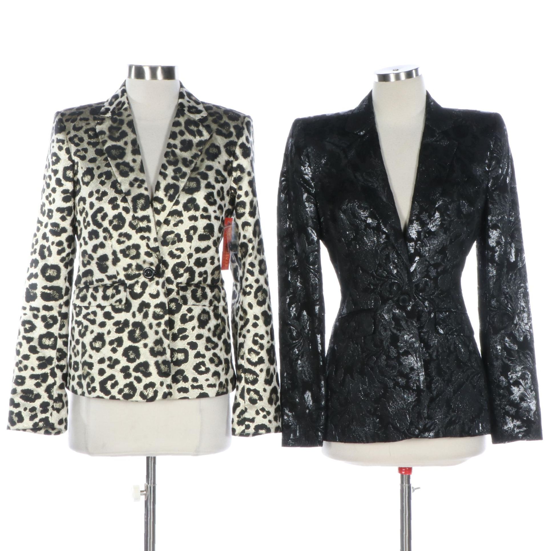 Alice +  Olivia Metallic Floral and Leopard Motif Jackets