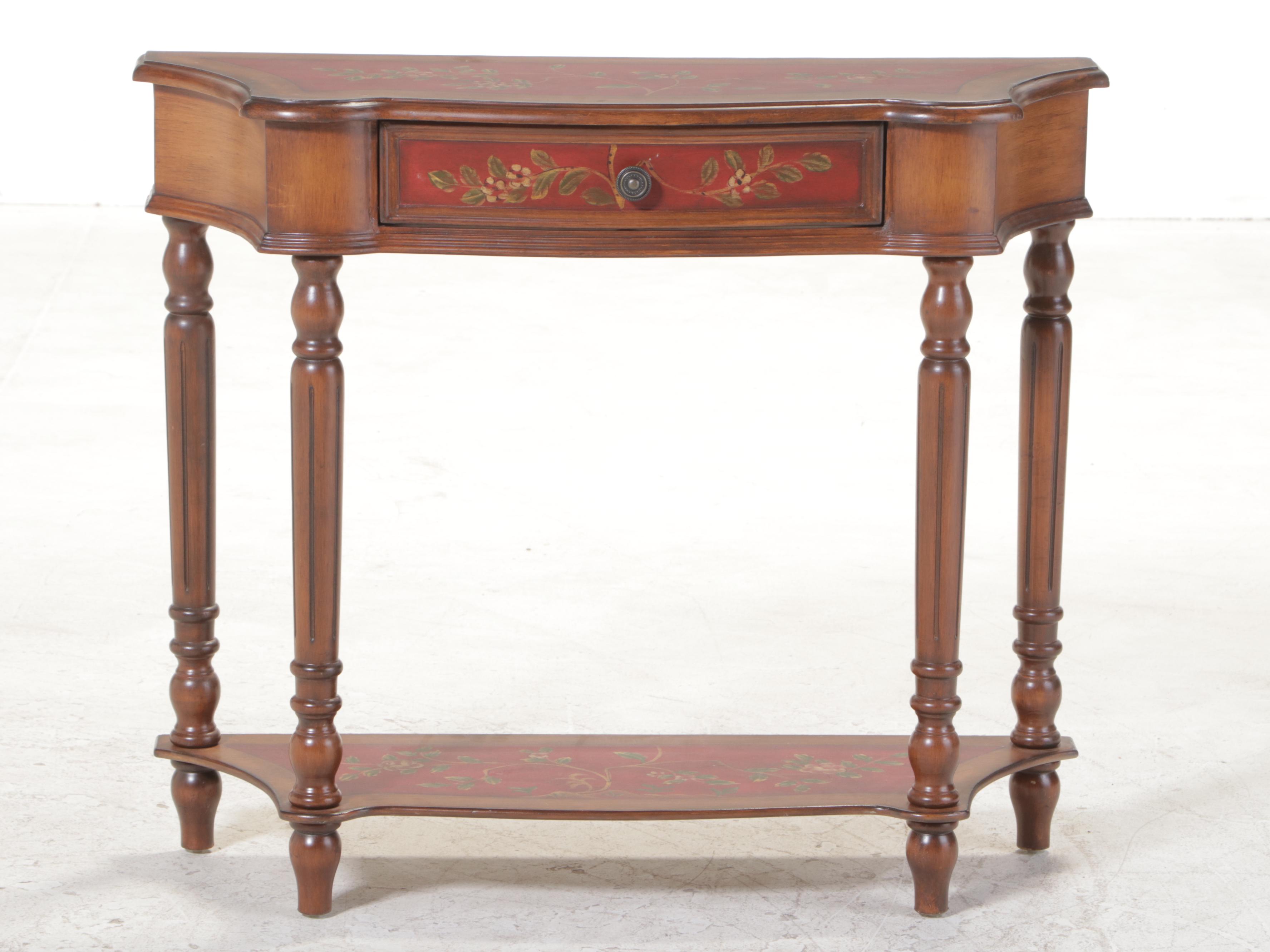 Stein World Paint-Decorated Console Table and Wall Mirror