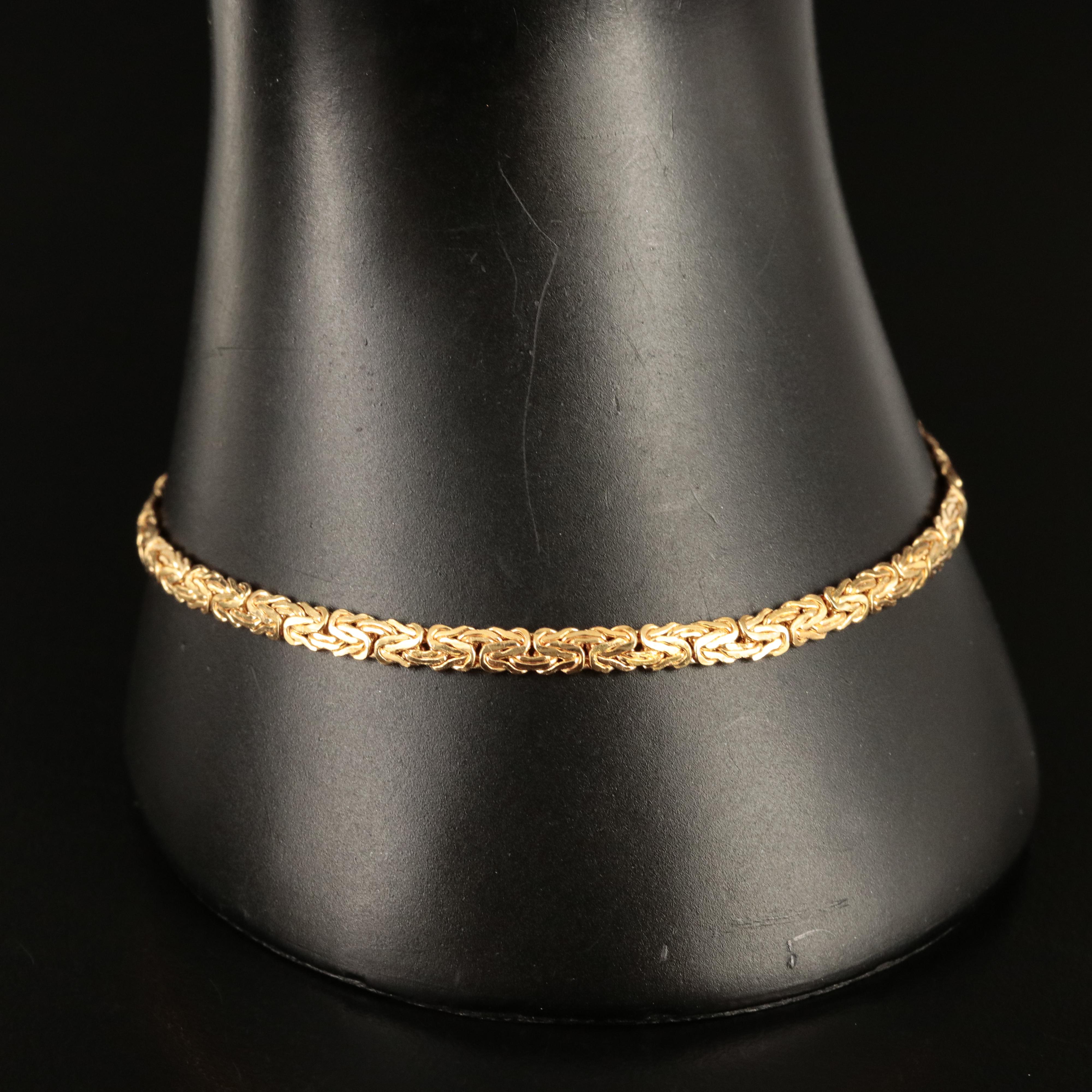 14K Flat Byzantine Anklet