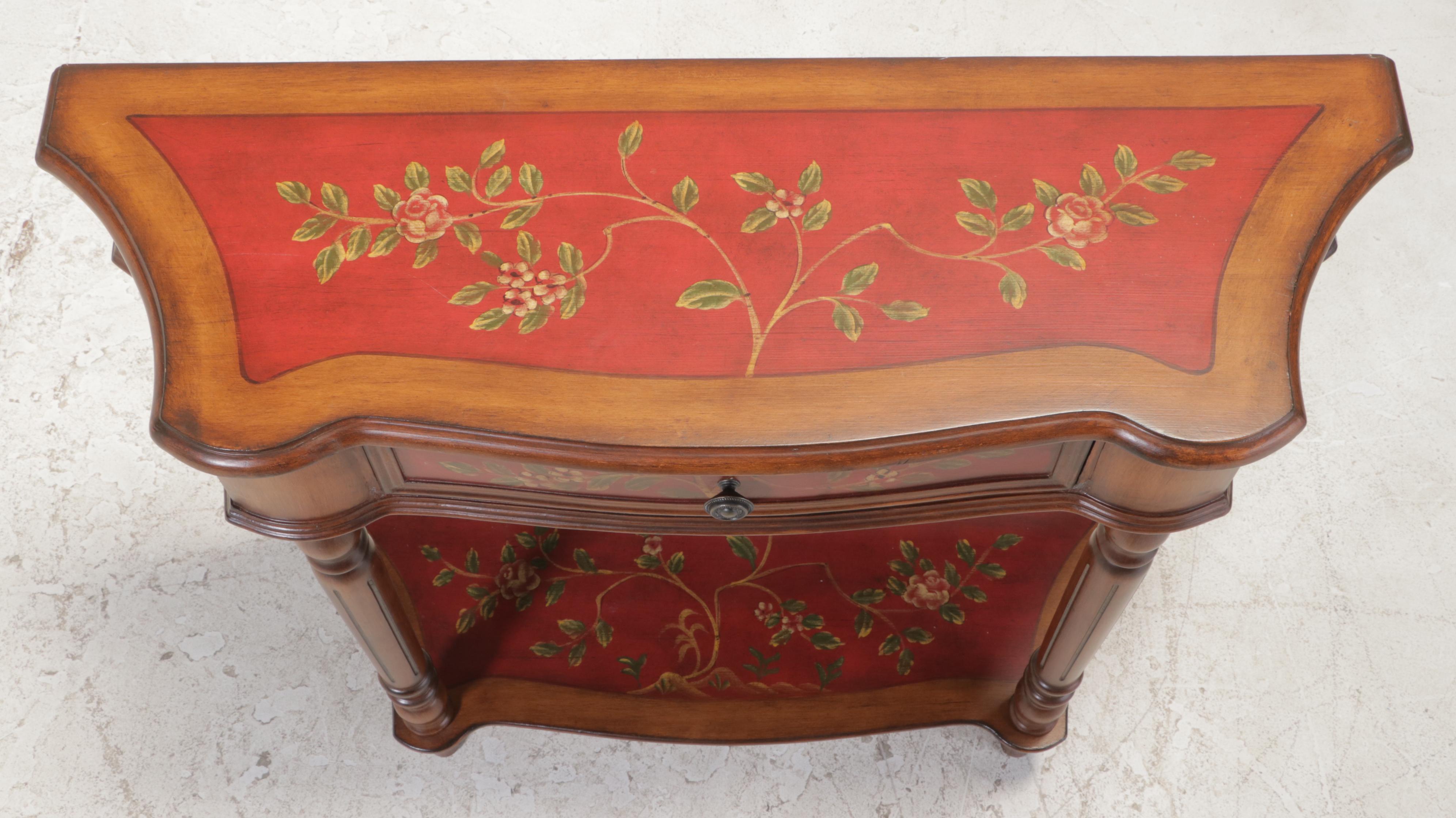 Stein World Paint-Decorated Console Table and Wall Mirror