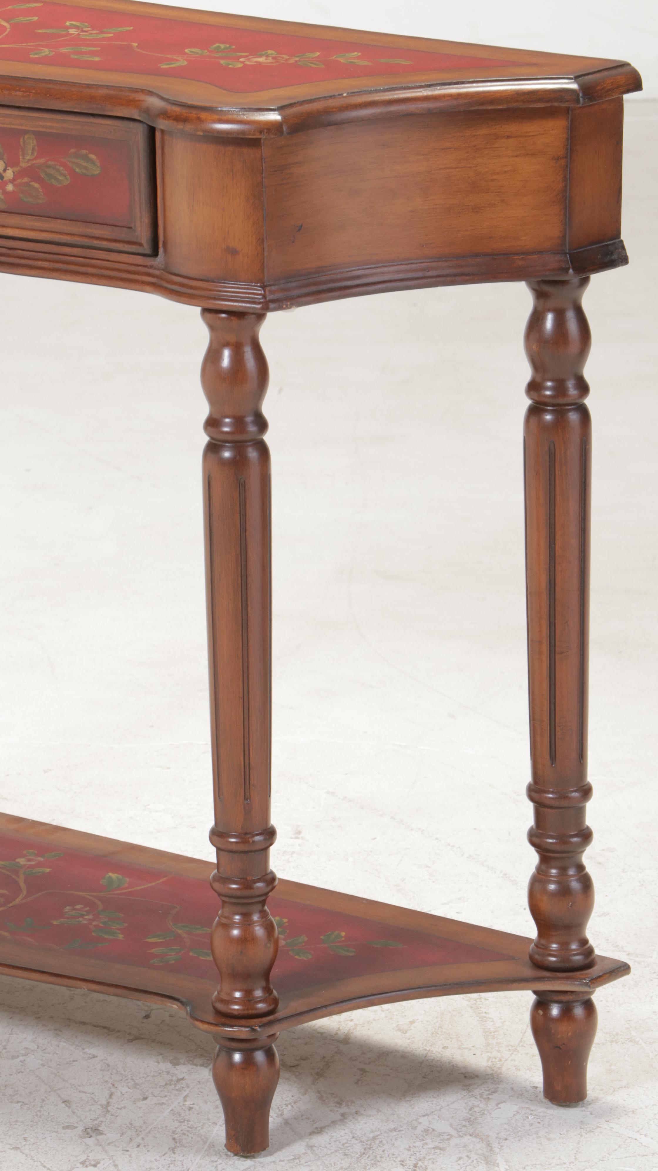 Stein World Paint-Decorated Console Table and Wall Mirror