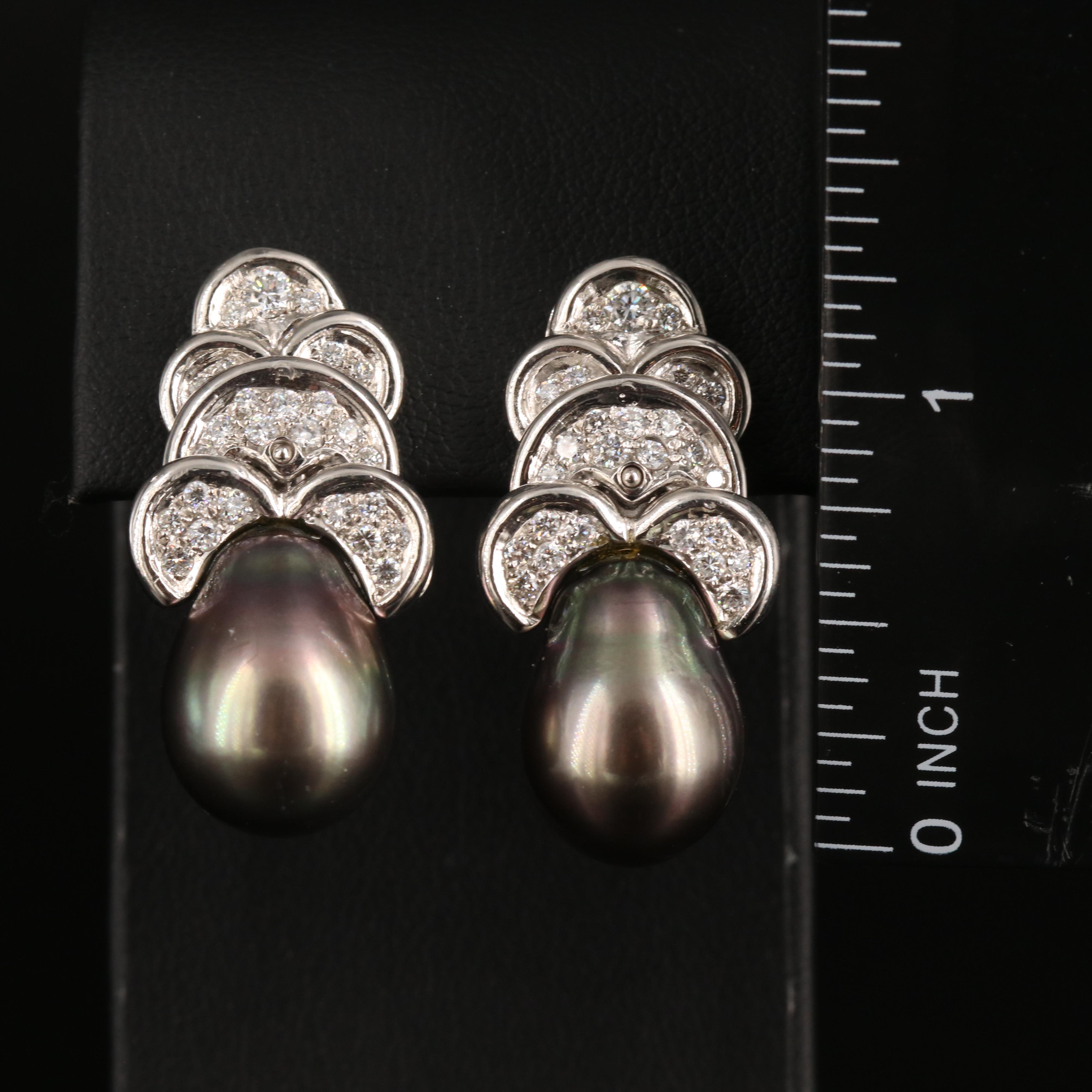 Italian Platinum Baroque Pearl and 1.19 CTW Diamond Earrings