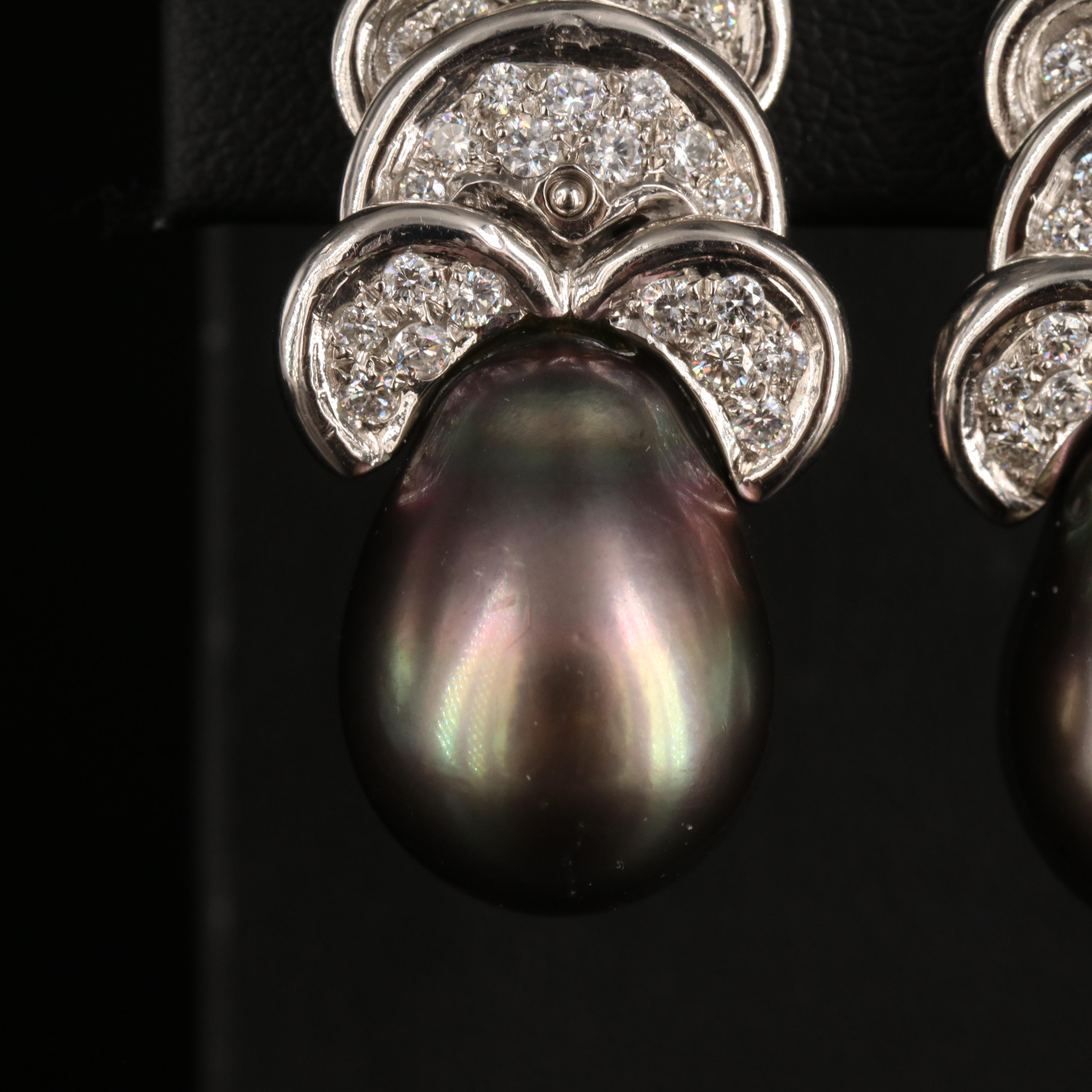 Italian Platinum Baroque Pearl and 1.19 CTW Diamond Earrings
