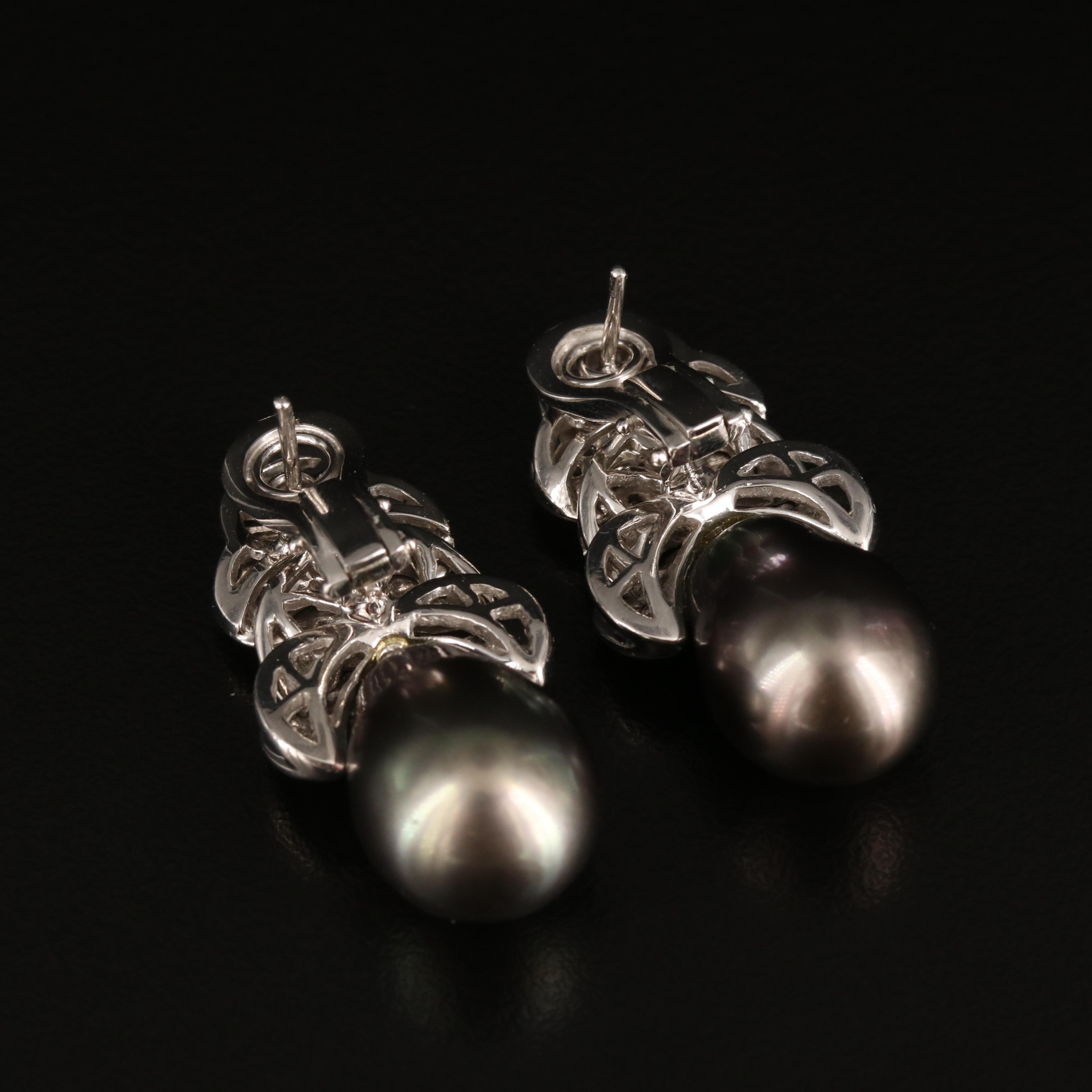 Italian Platinum Baroque Pearl and 1.19 CTW Diamond Earrings