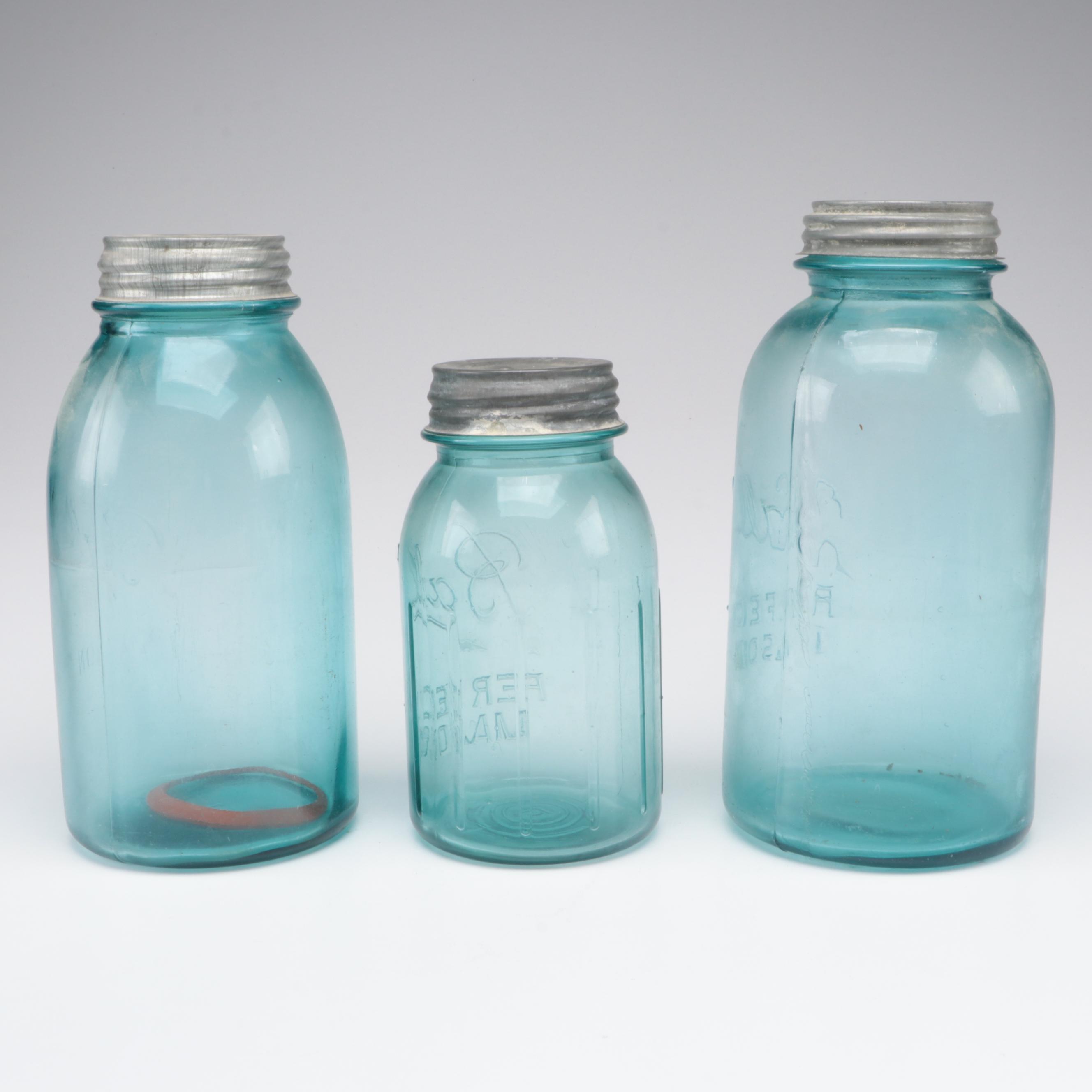 Ball Blue Glass Canning Jars, 20th Century