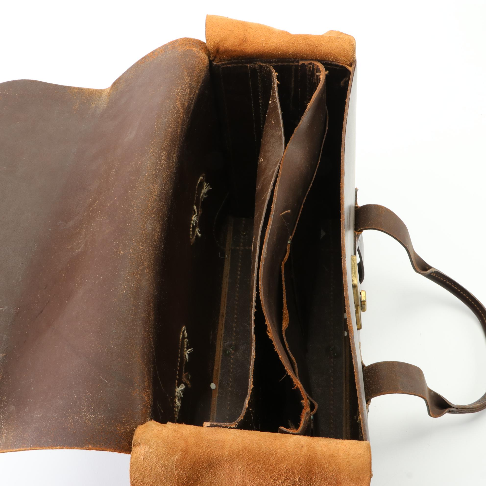 Vintage Pilot Briefcase Bag in Brown Leather