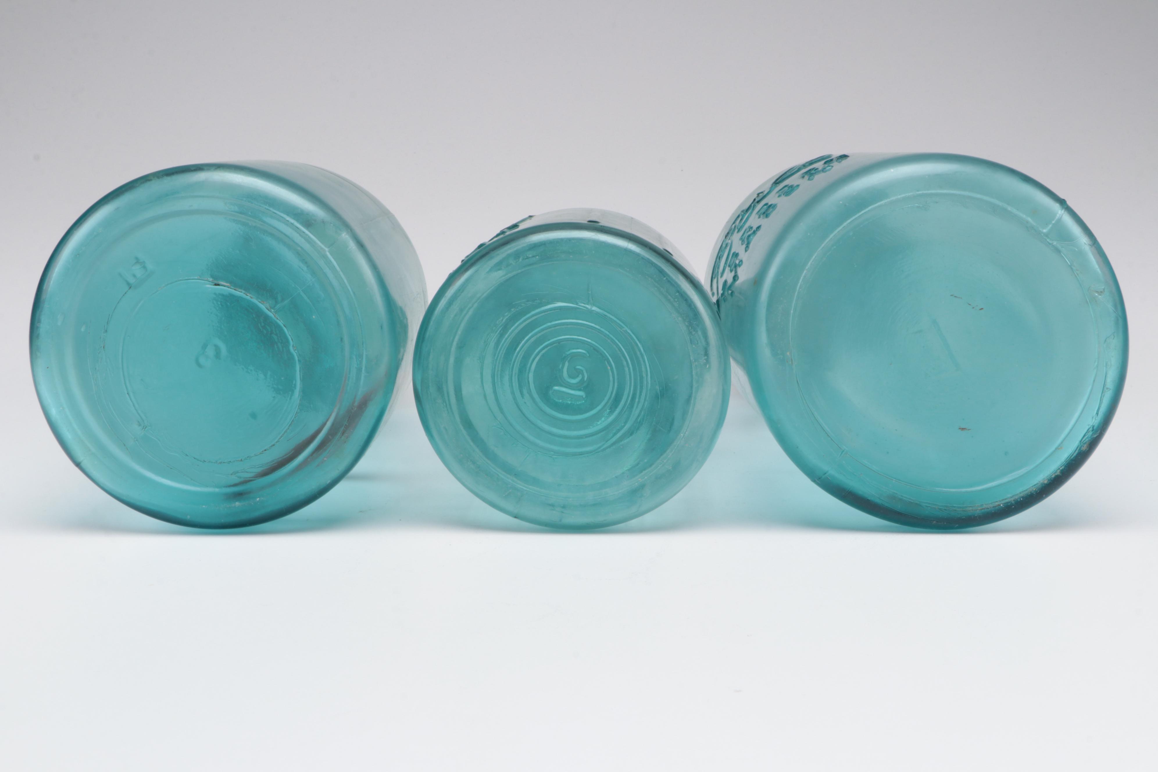 Ball Blue Glass Canning Jars, 20th Century