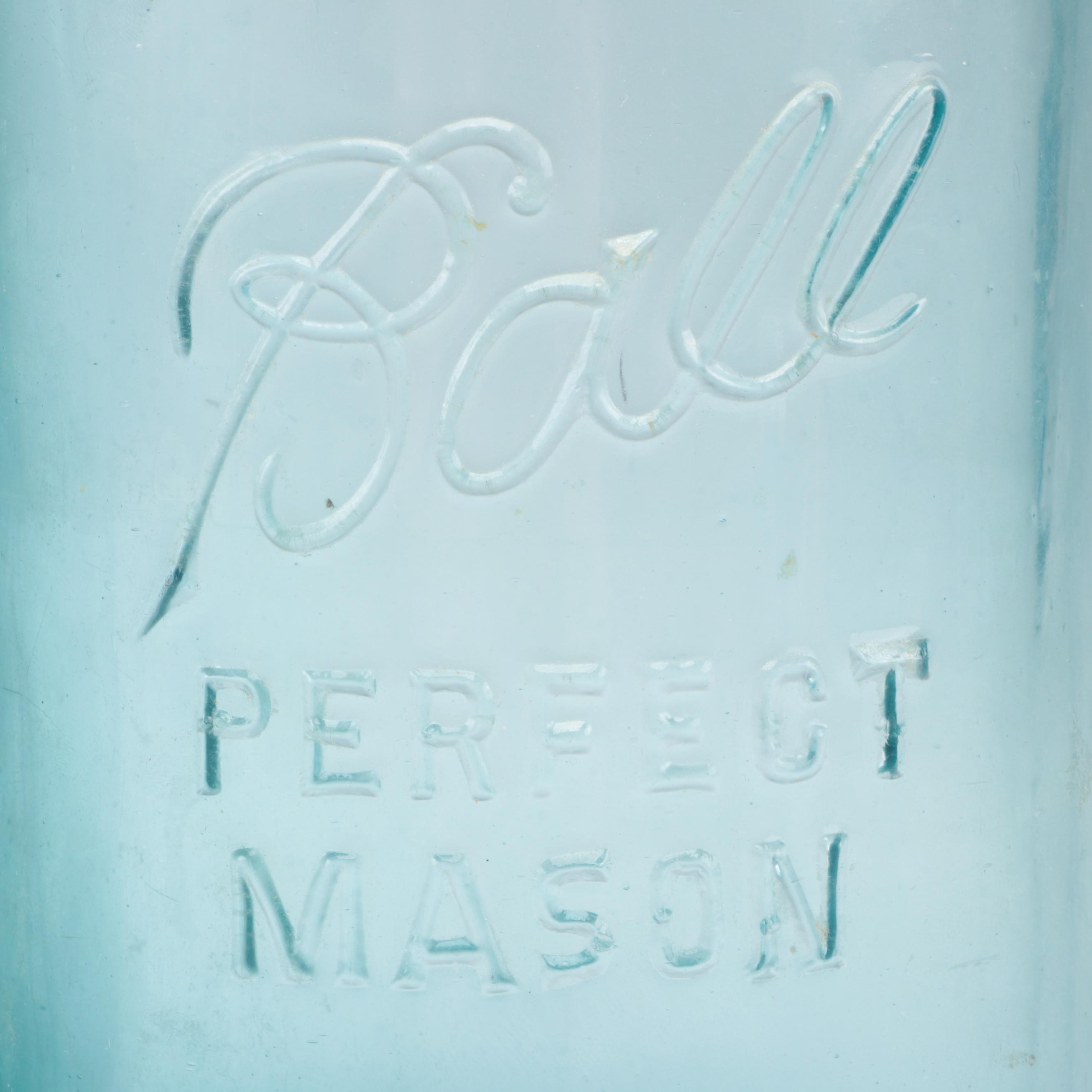 Ball Blue Glass Canning Jars, 20th Century
