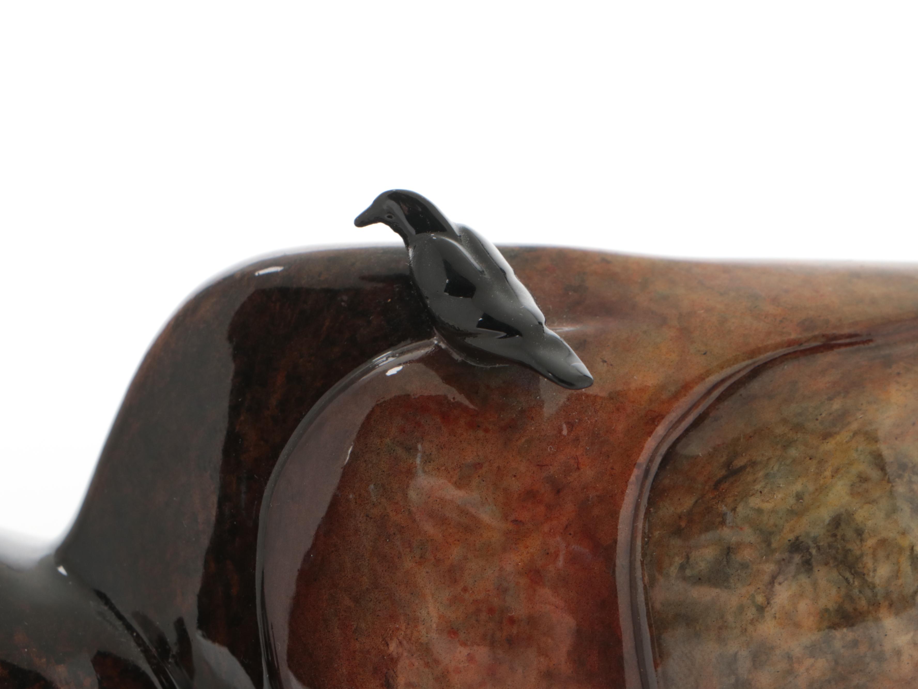 Imago Sculpture of a Bison after Stephen Herrero and Resin Figure of a Moose