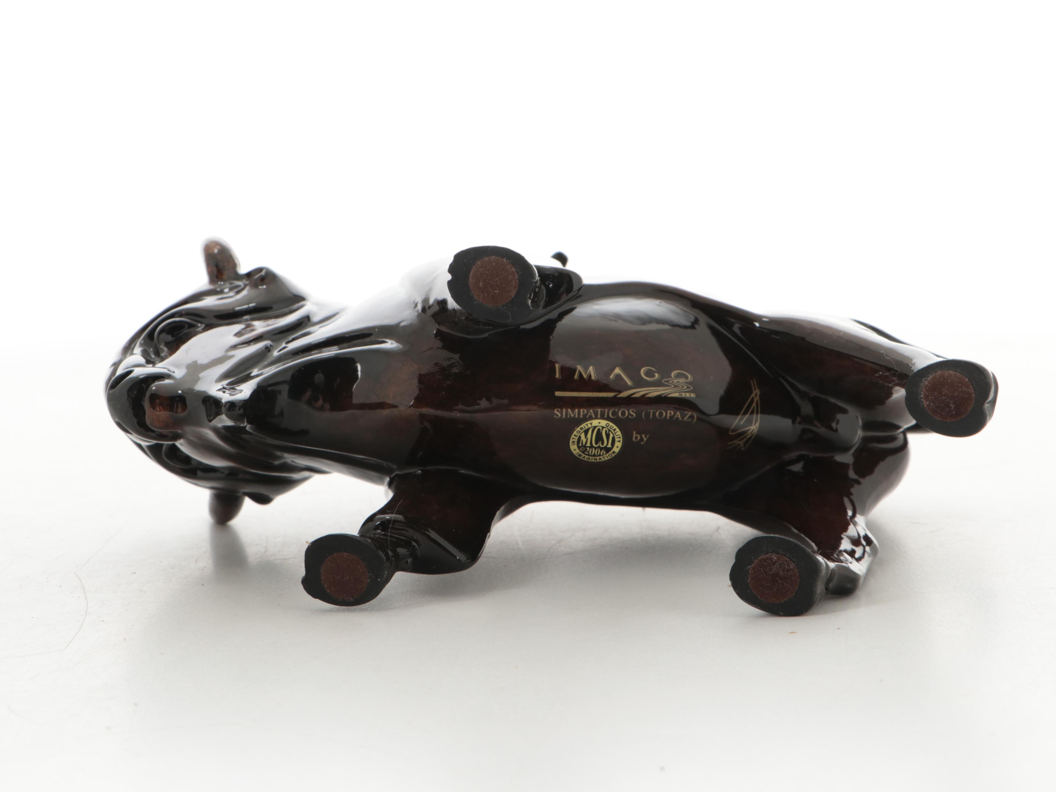 Imago Sculpture of a Bison after Stephen Herrero and Resin Figure of a Moose