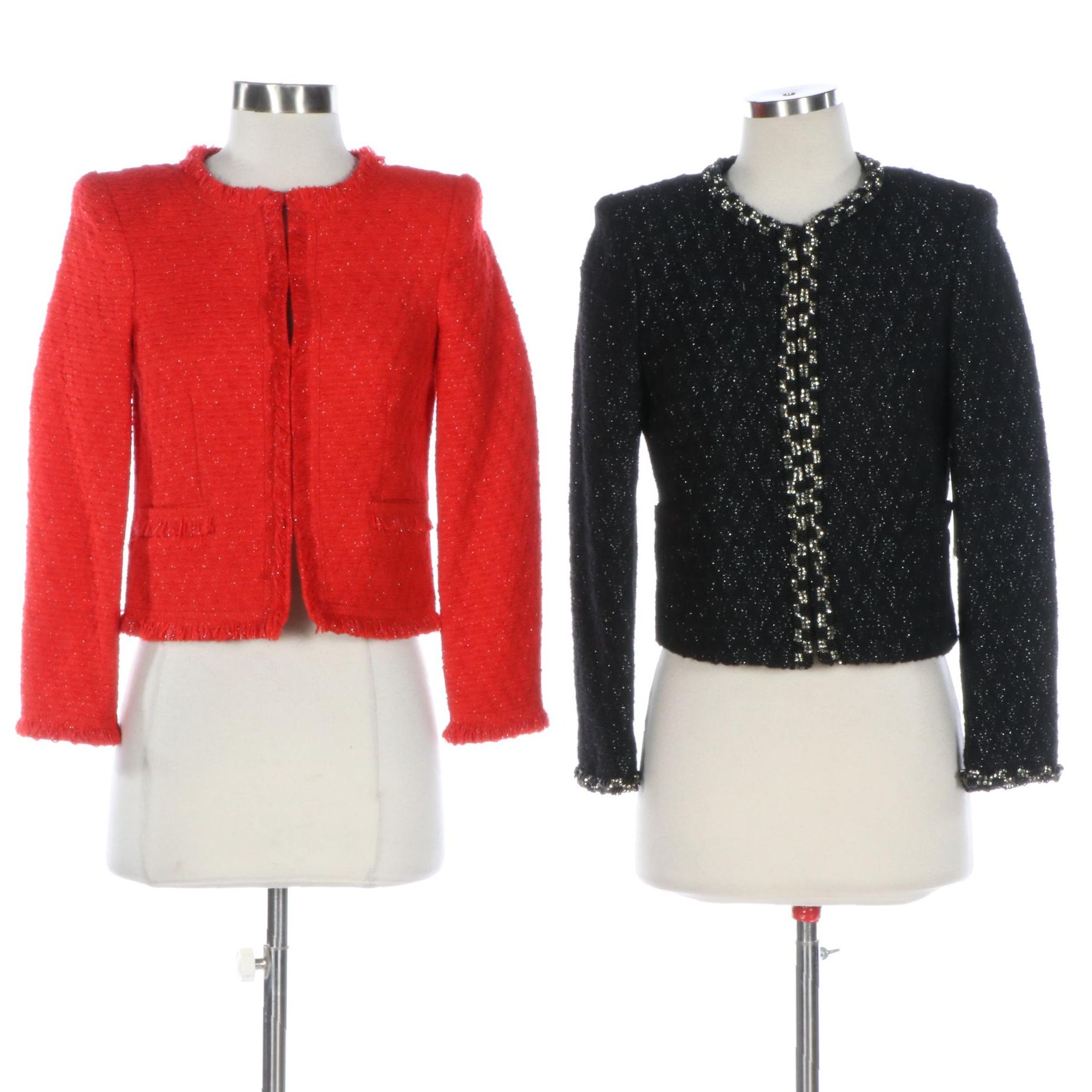 Alice + Olivia Metallic Flecked Tweed Jackets