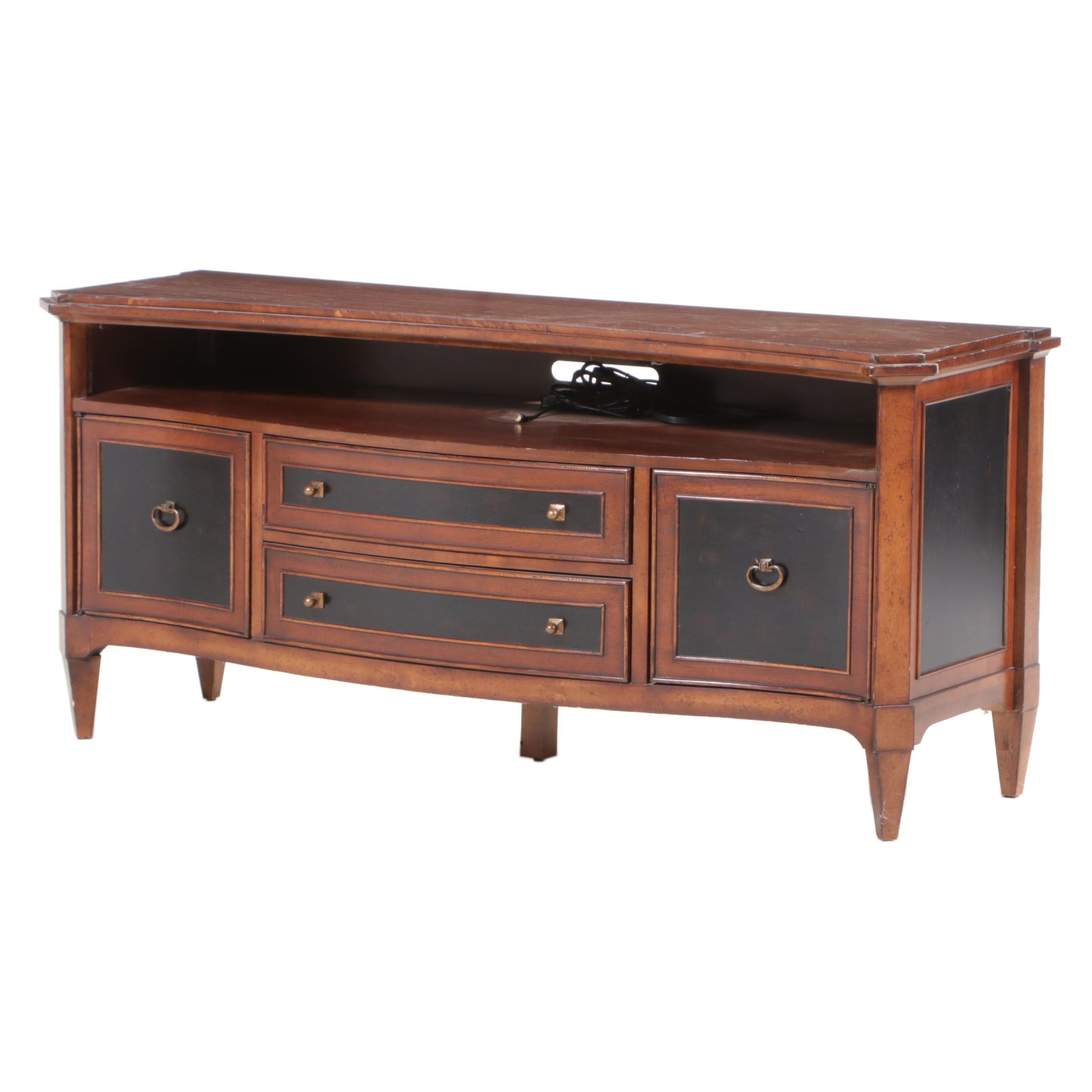 Schnadig "American Kaleidoscope" Hardwood and Parcel-Ebonized TV Console