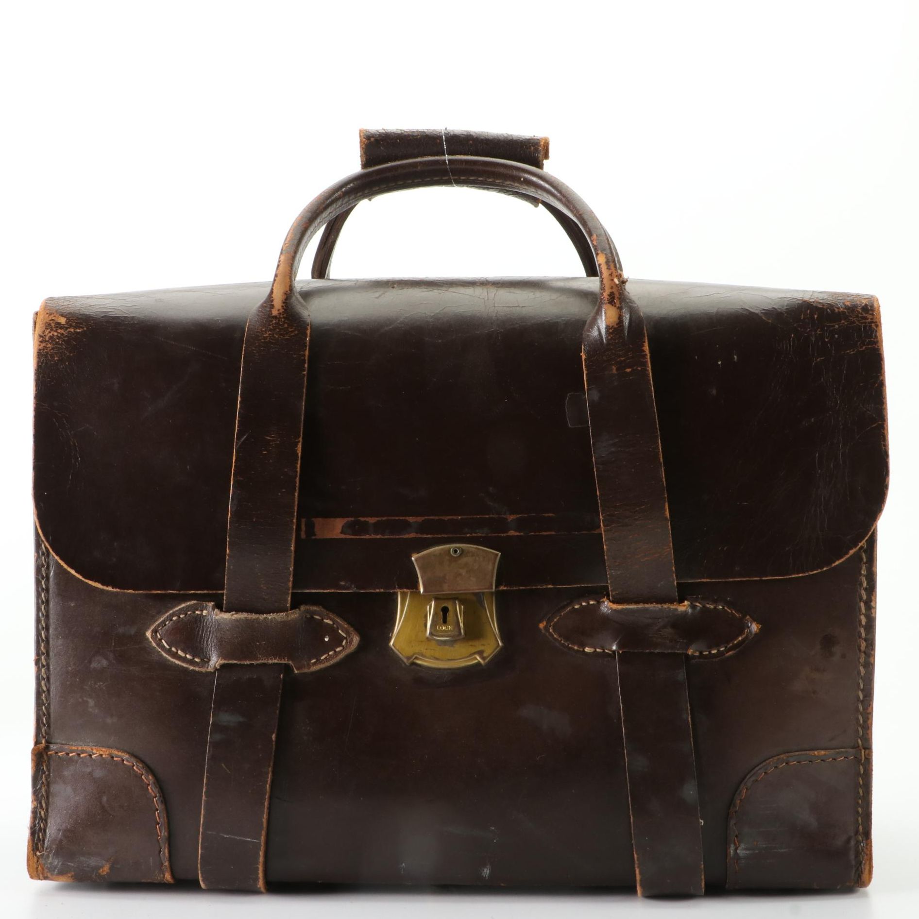 Vintage Pilot Briefcase Bag in Brown Leather