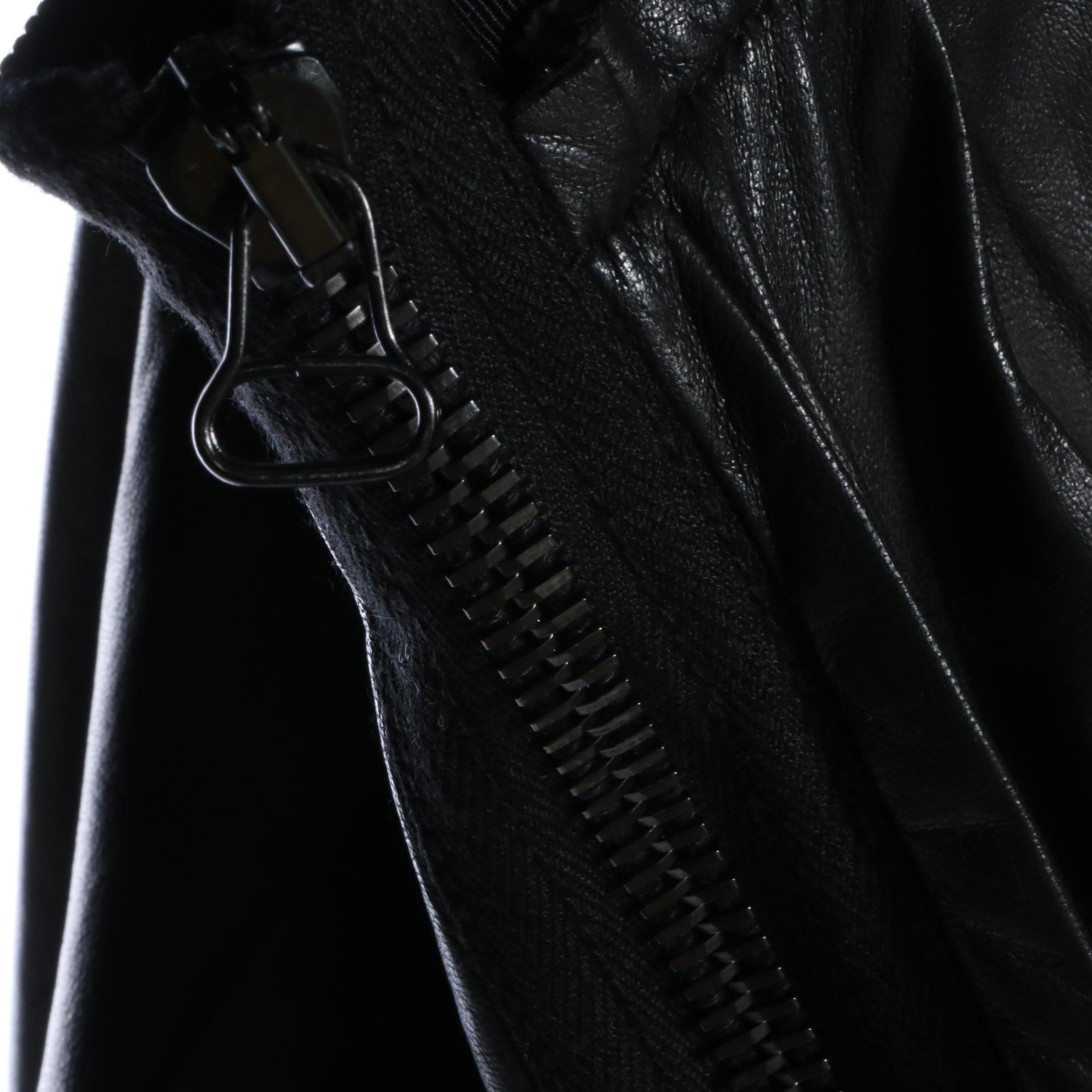 3.1 Phillip Lim Pleated Leather Skirt and Crewneck Sweater with Sheer Sleeves