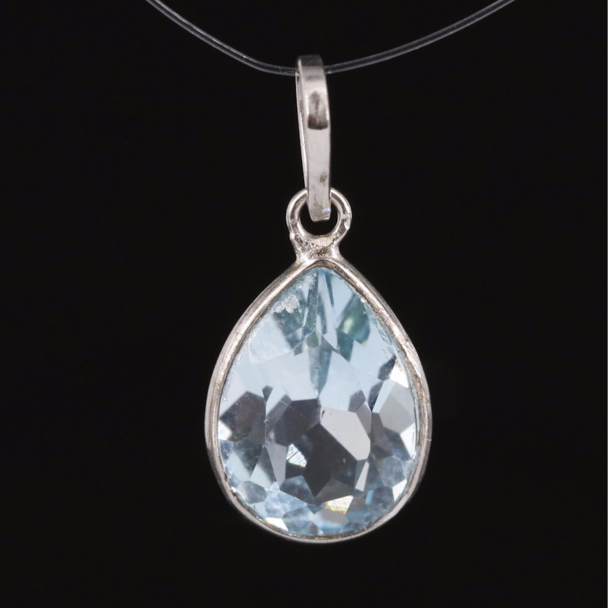 14K Blue Topaz Pendant