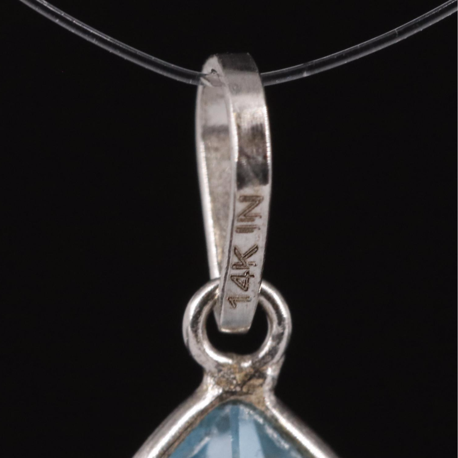 14K Blue Topaz Pendant