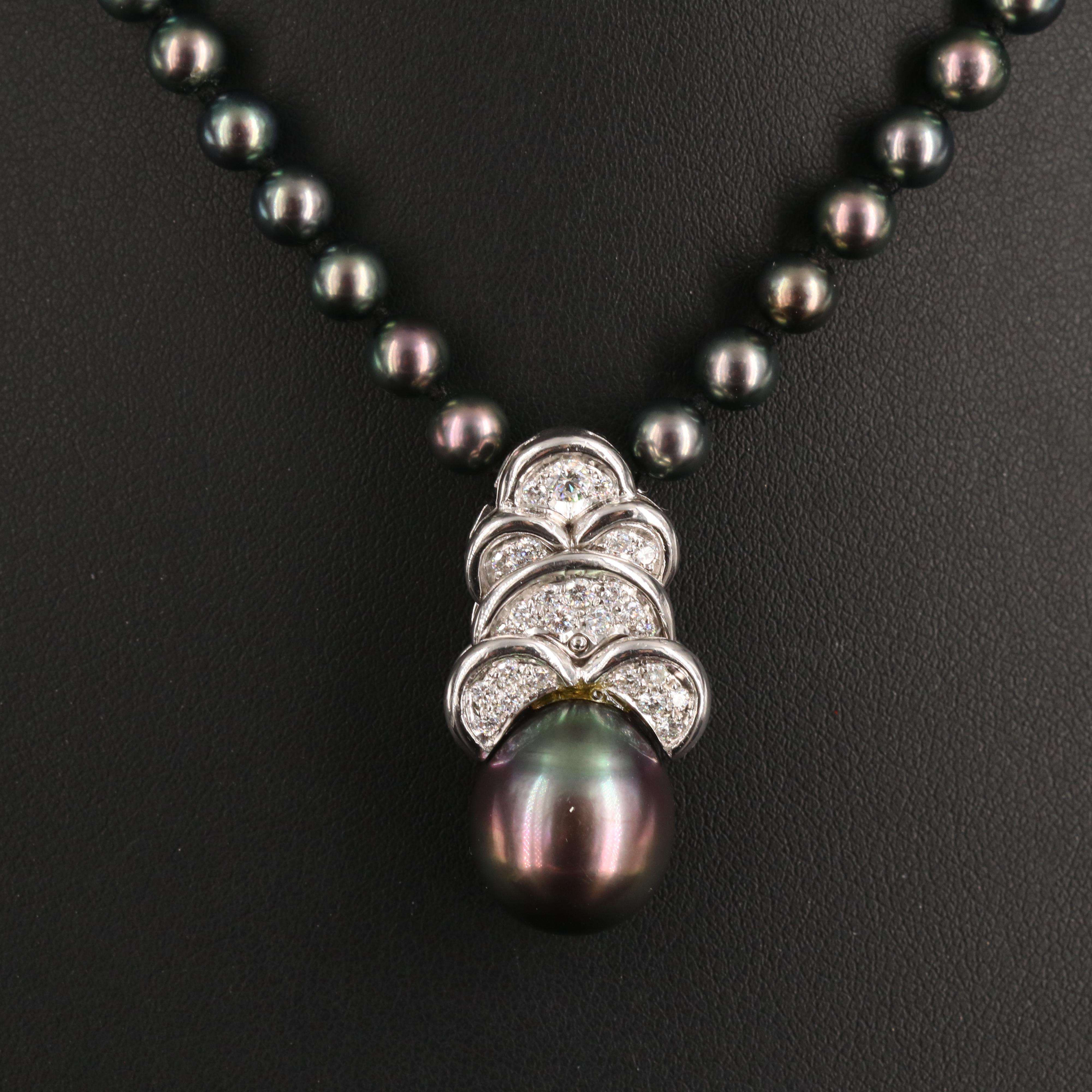 Platinum Pearl and Diamond Necklace with Articulation