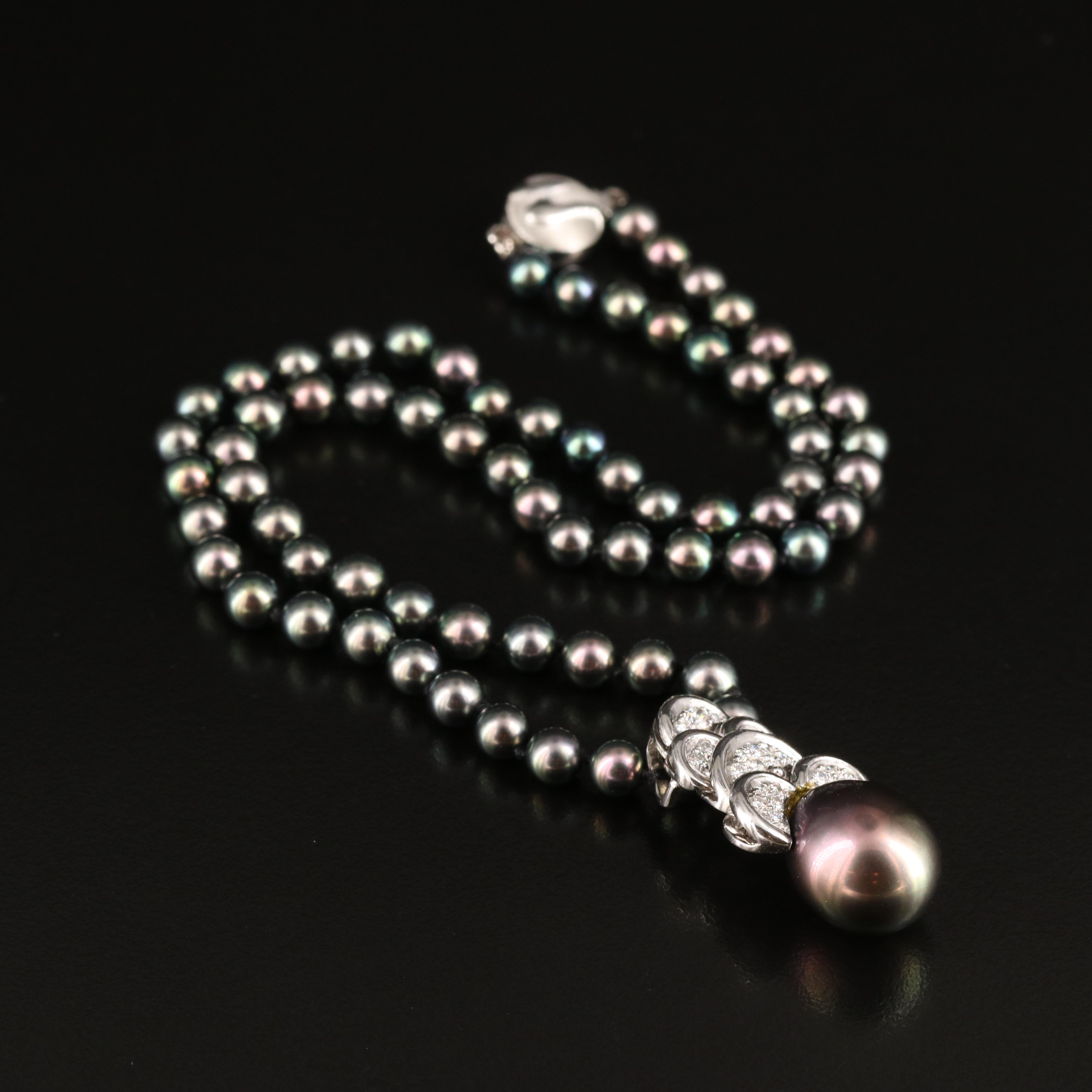 Platinum Pearl and Diamond Necklace with Articulation