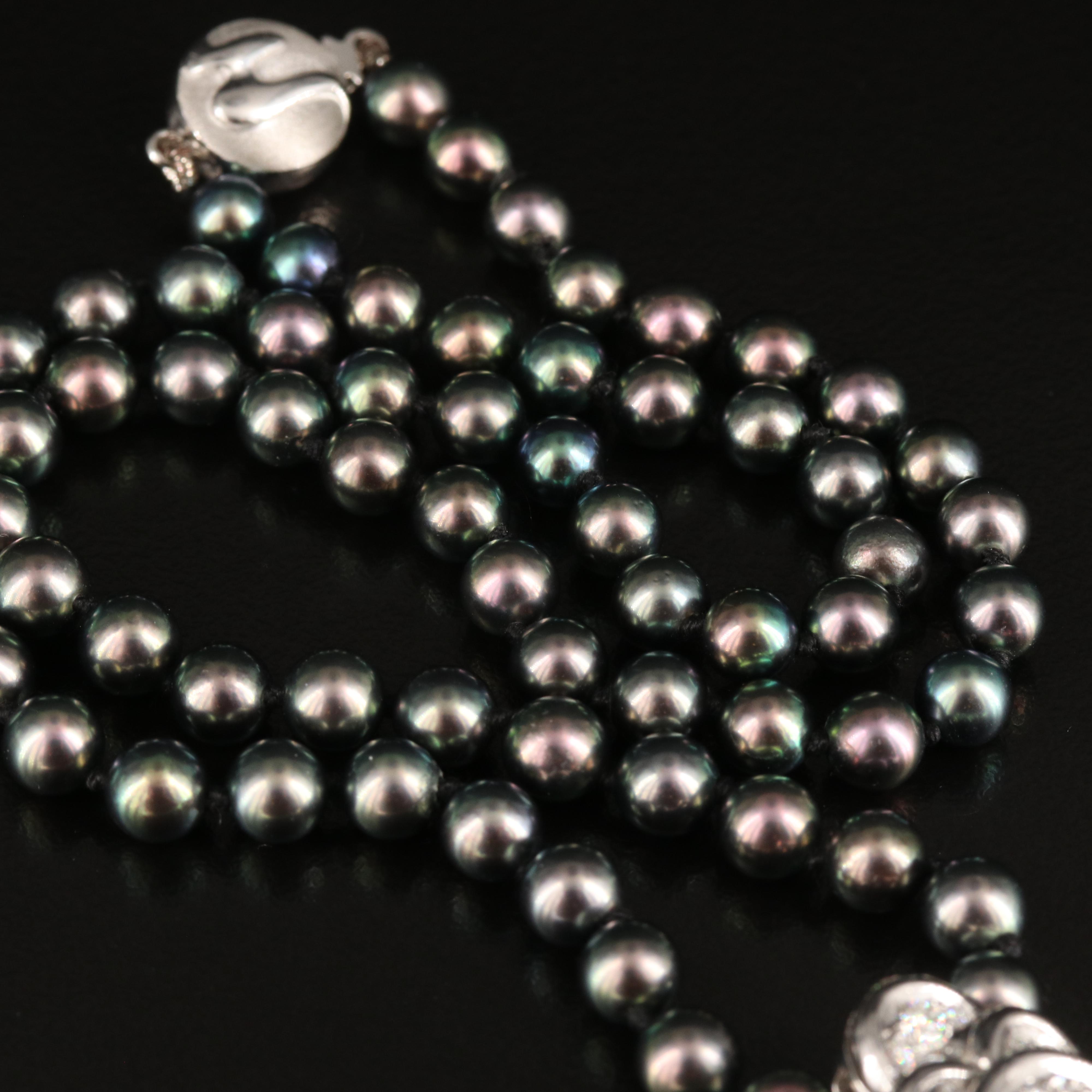 Platinum Pearl and Diamond Necklace with Articulation