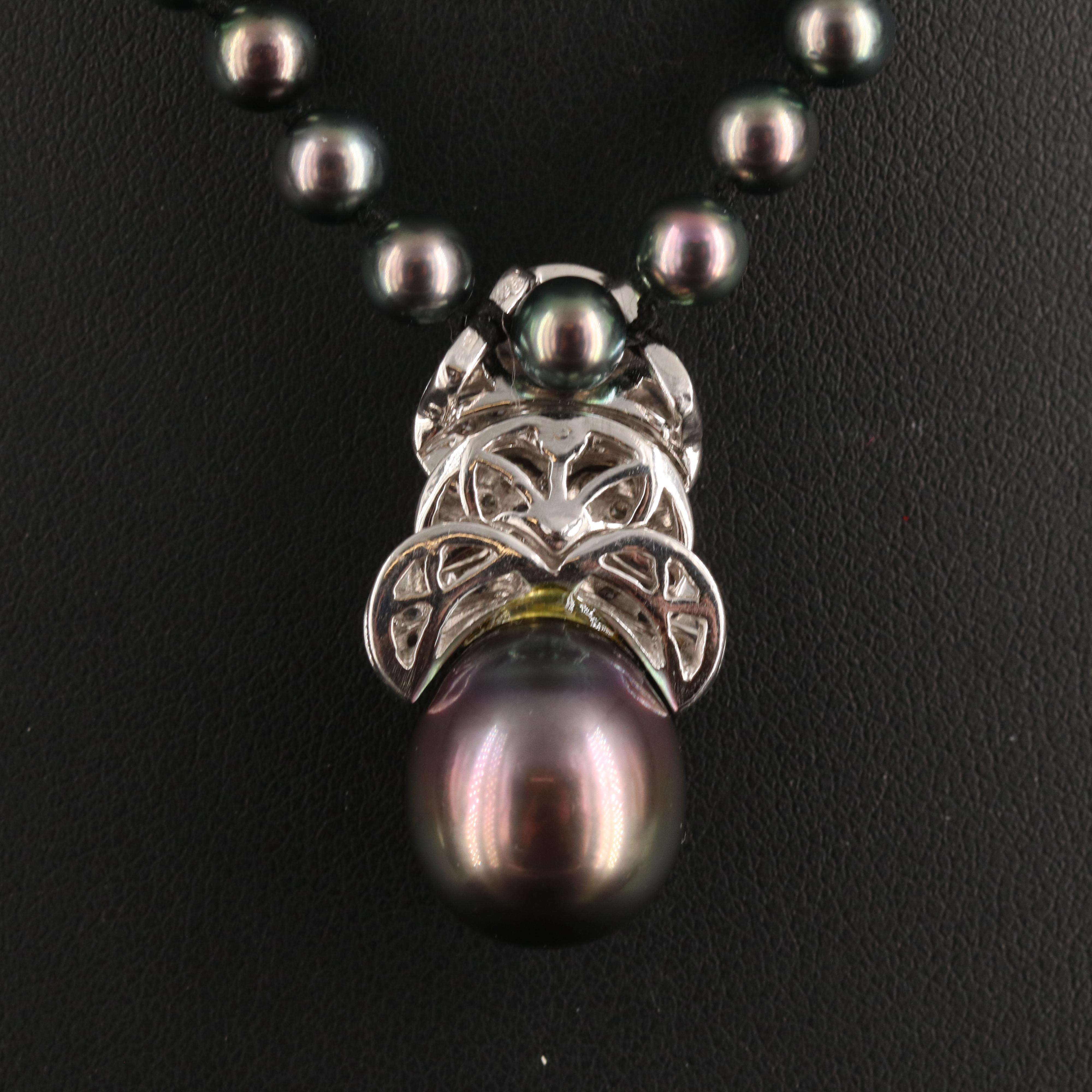 Platinum Pearl and Diamond Necklace with Articulation