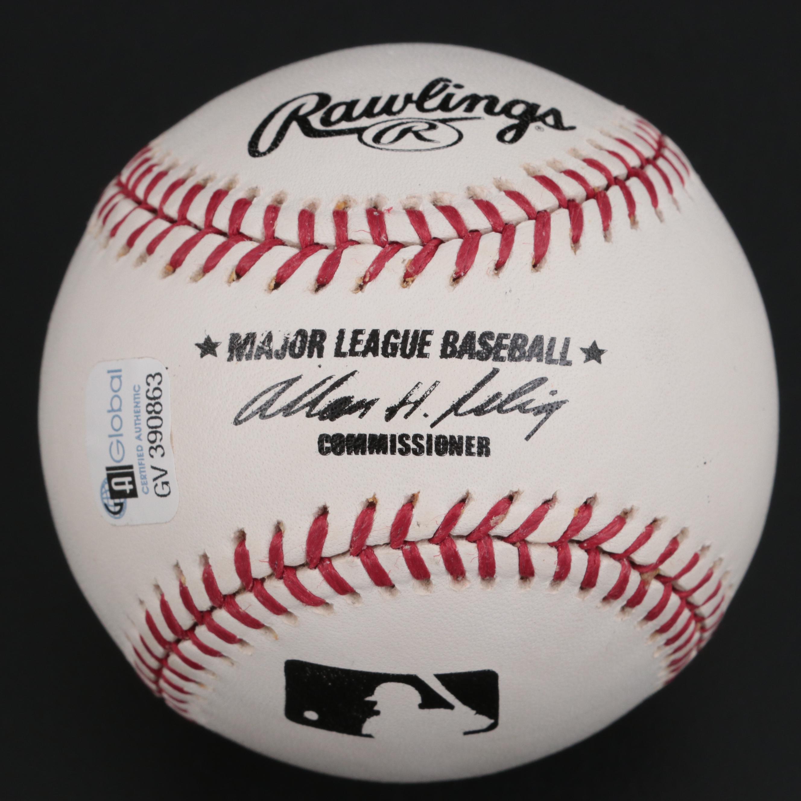 Carl Erksine Dodgers Signed "1953 W.S. Champs" Baseball and Signed Baseball Card