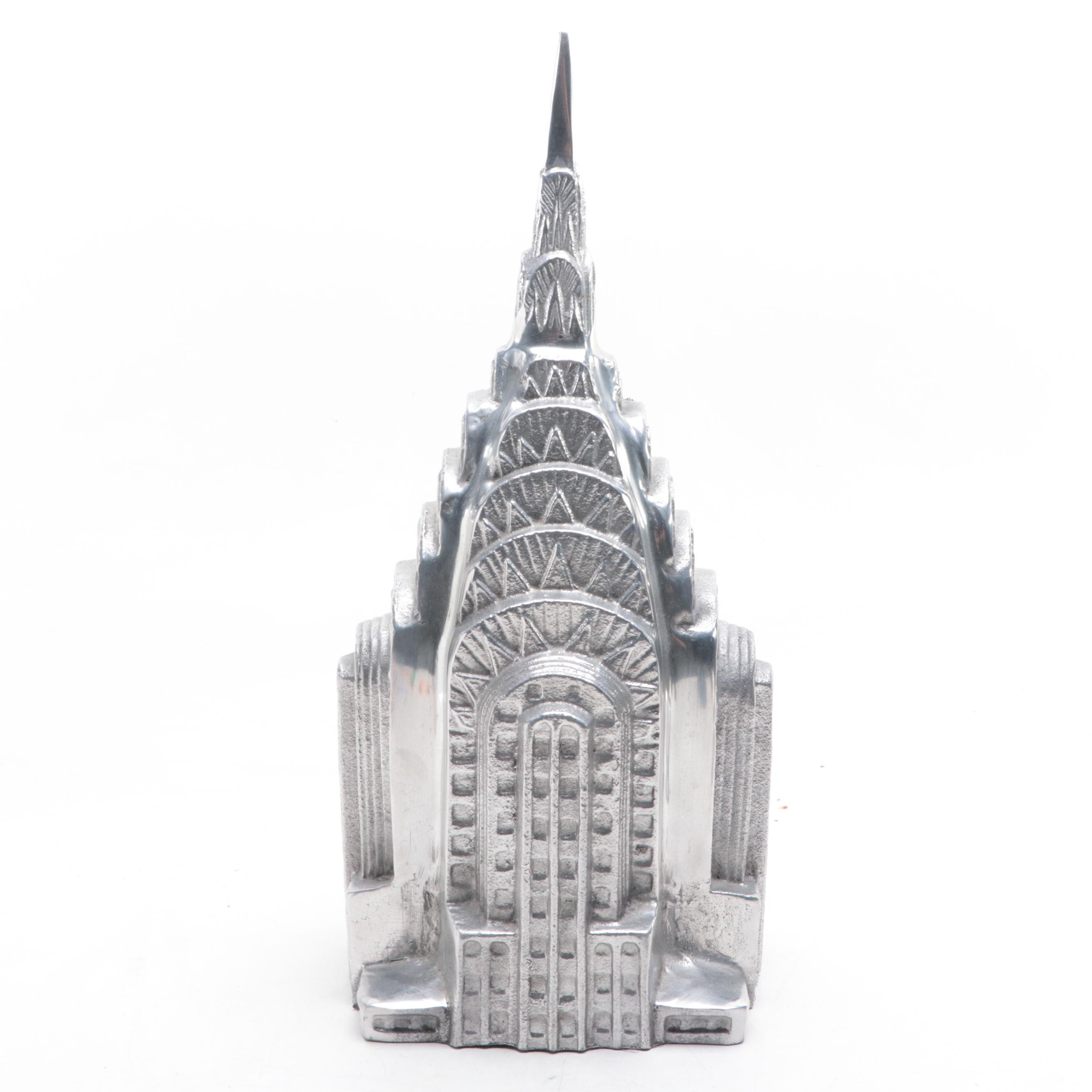 Chrysler Building Art Deco Skyscraper  and Car Cast Aluminum Figurines