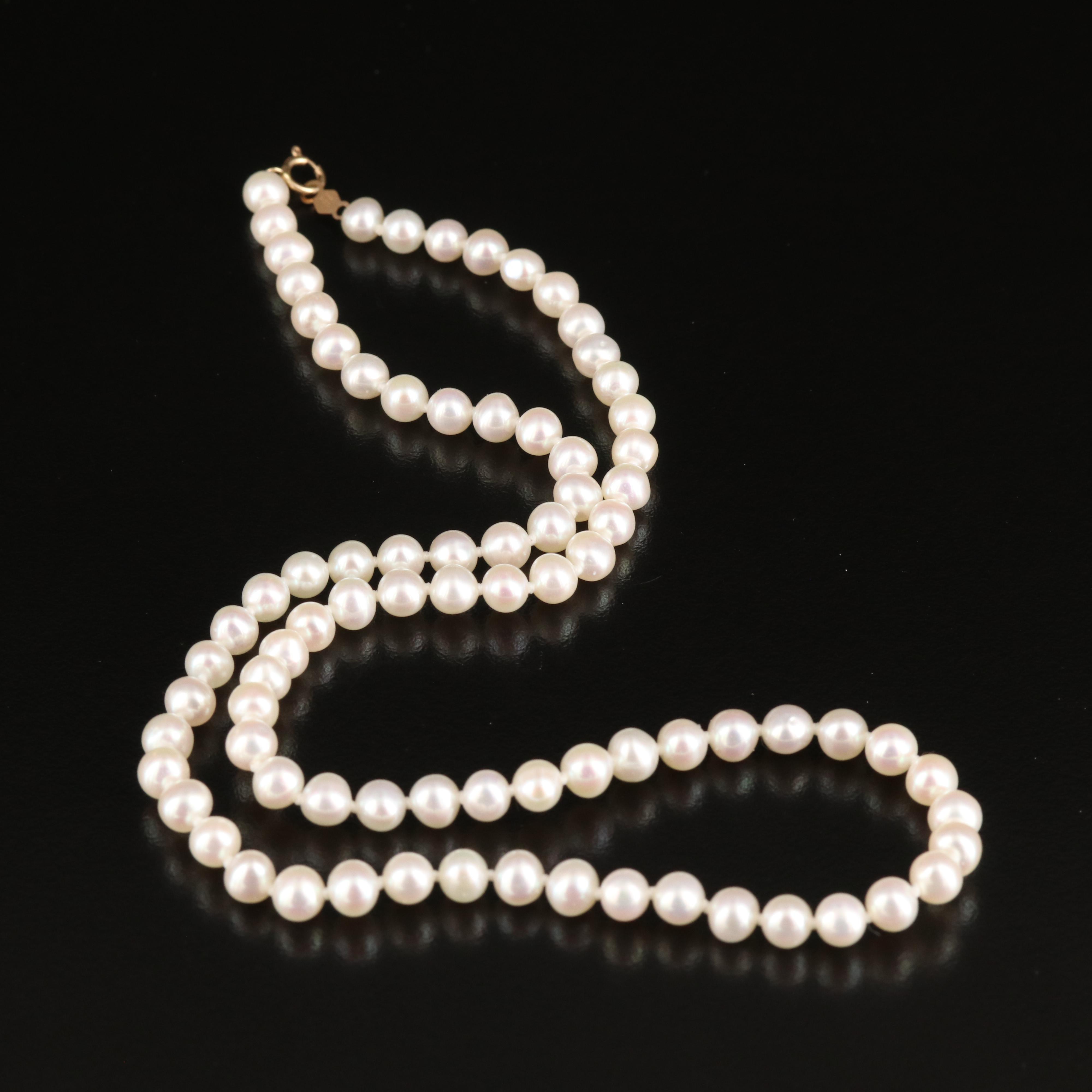 Pearl Necklace and Bracelet Set with 14K Clasps
