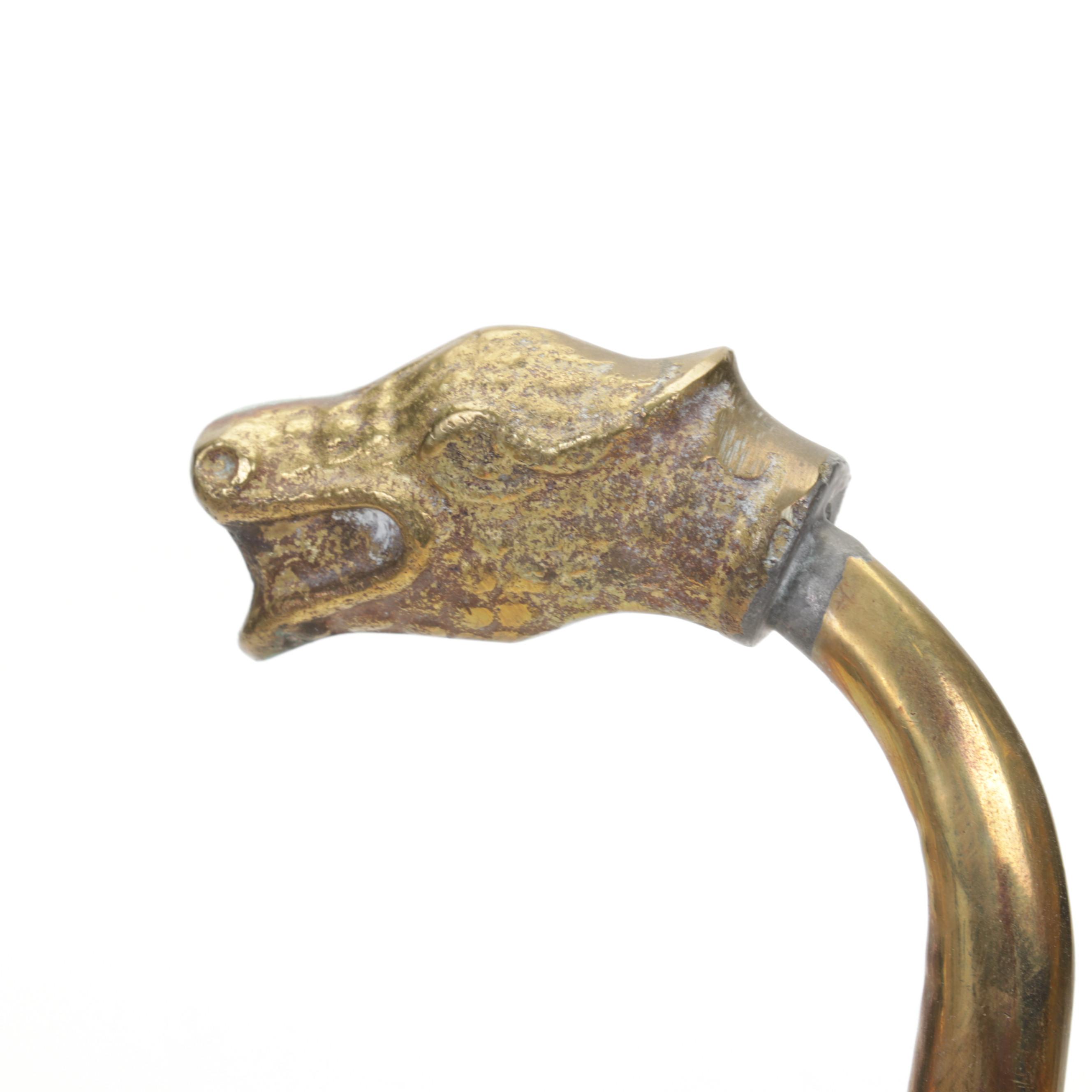 Middle Eastern Hammered and Etched Copper and Brass Bowl and Figural Spout Ewer