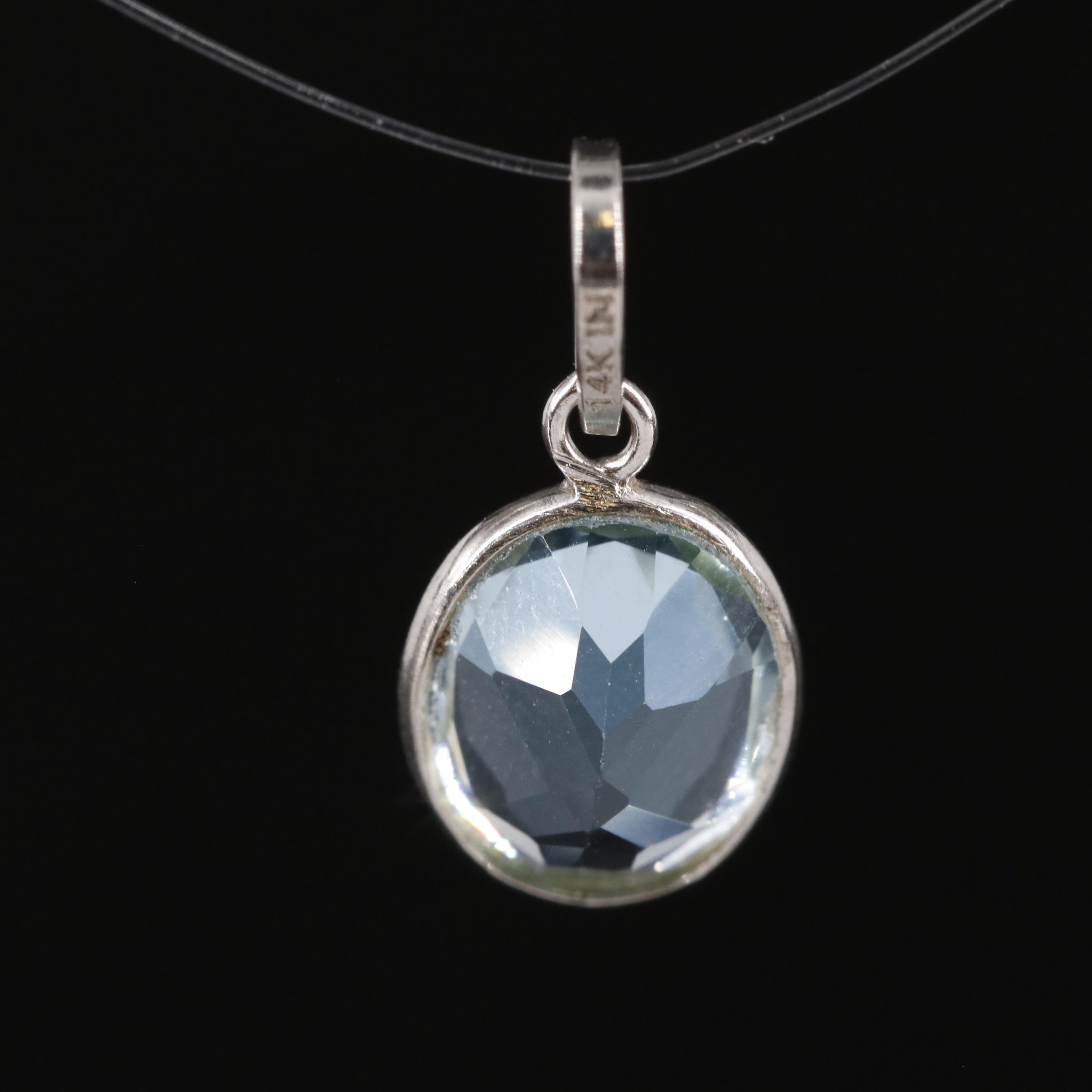 14K Blue Topaz Pendant