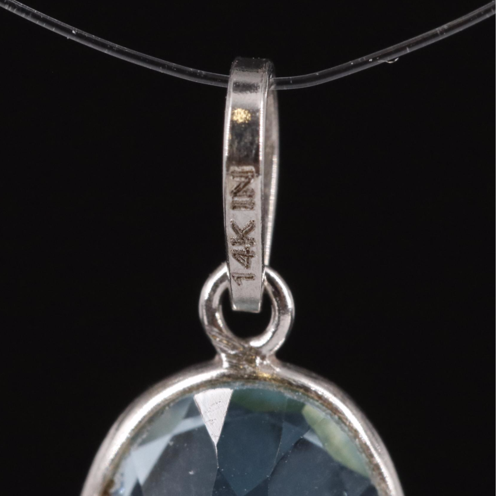 14K Blue Topaz Pendant
