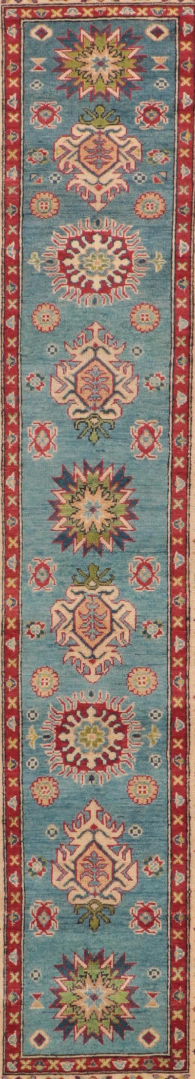 2'8 x 9'9 Hand-Knotted Pakistani Kazak Carpet Runner