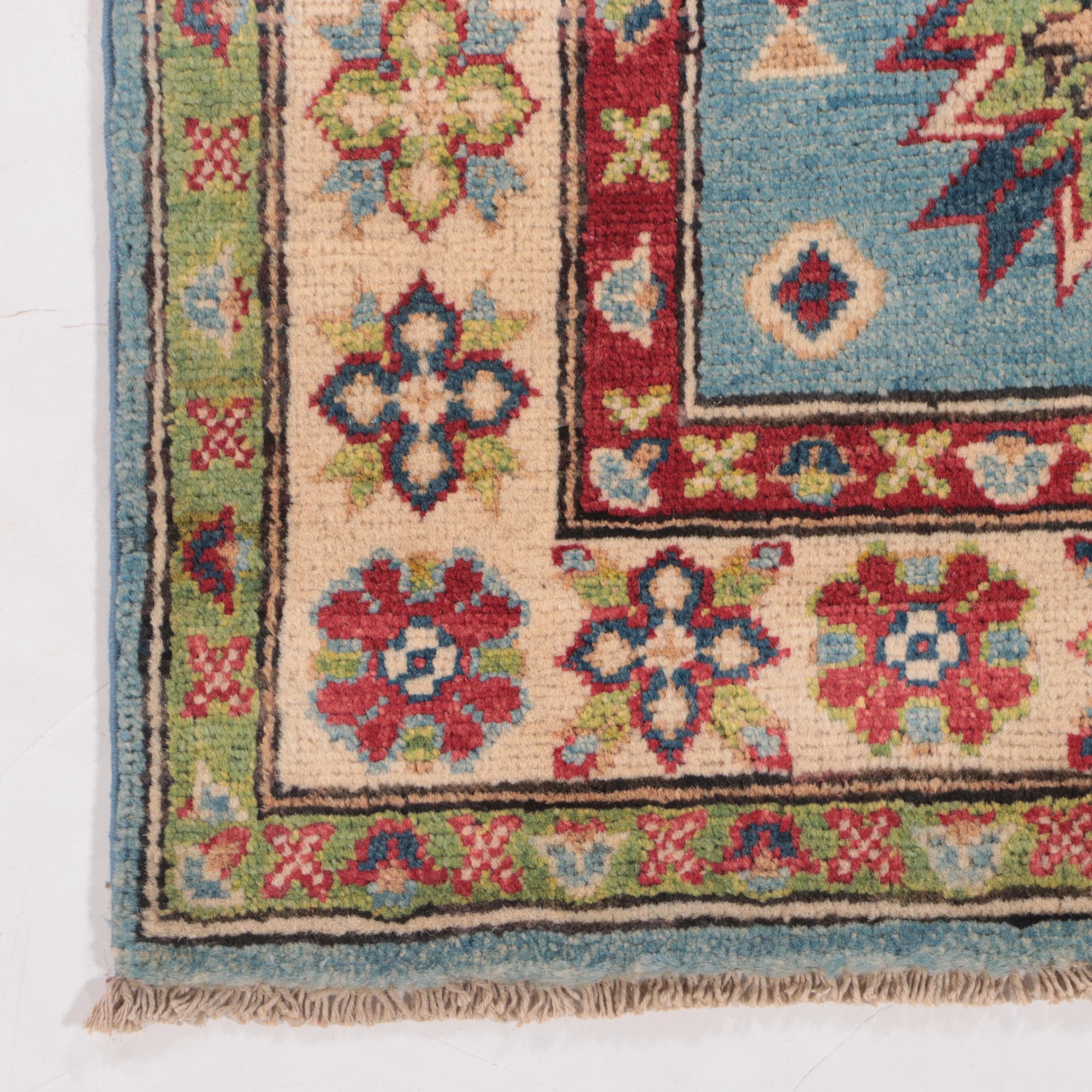 2'8 x 9'9 Hand-Knotted Pakistani Kazak Carpet Runner