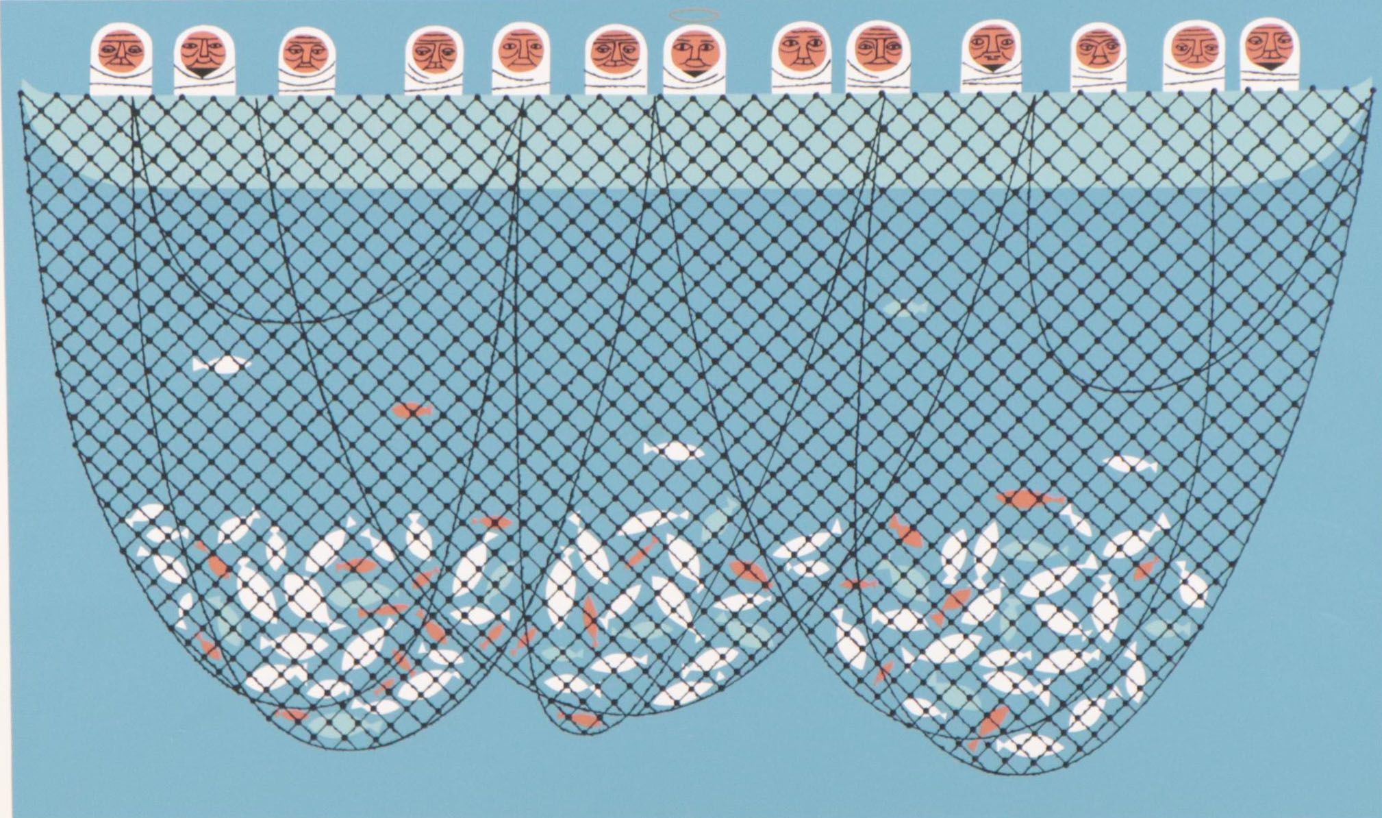 Edie Harper Serigraph "Net Prophet," 1976