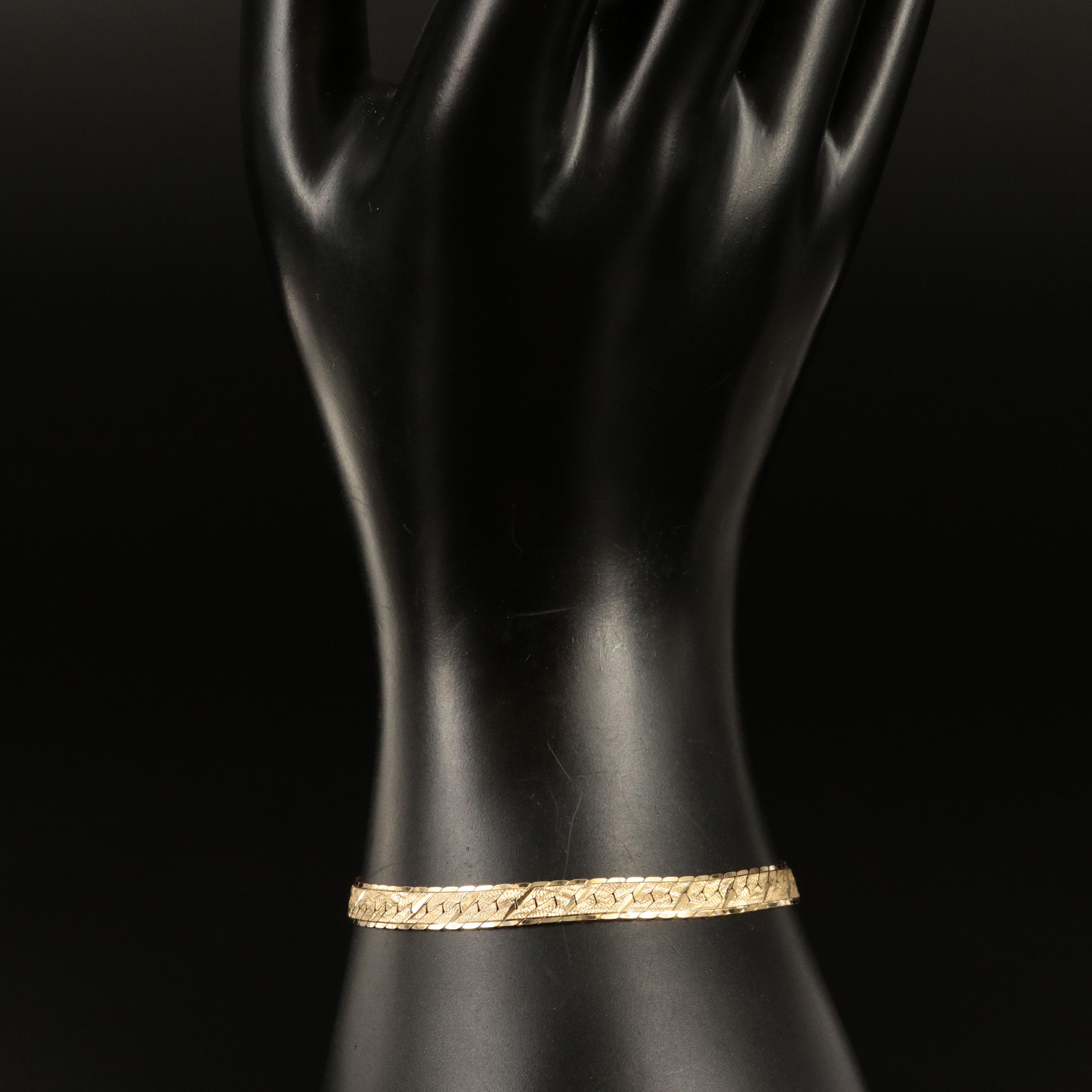 Italian 14K Patterned Herringbone Bracelet