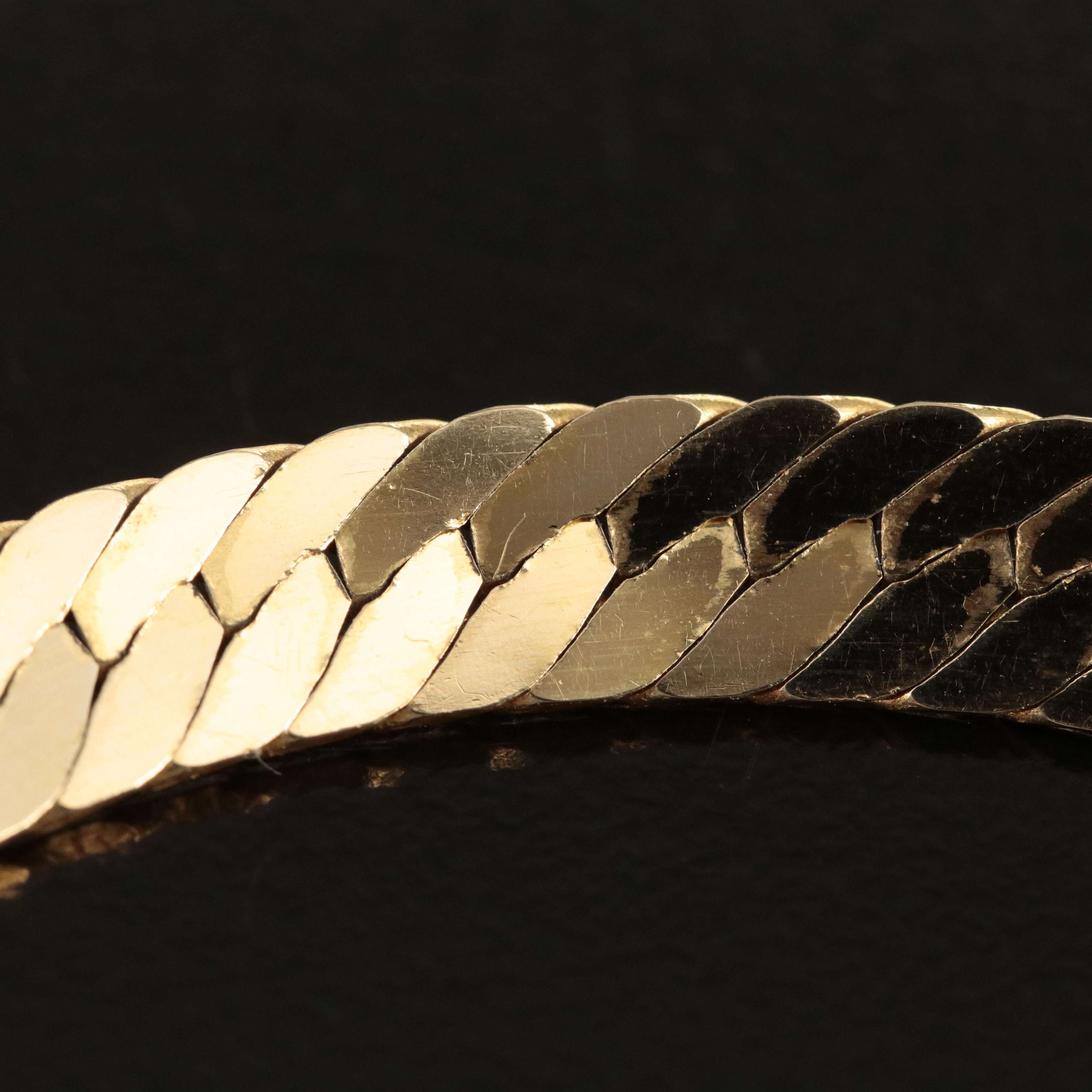Italian 14K Patterned Herringbone Bracelet