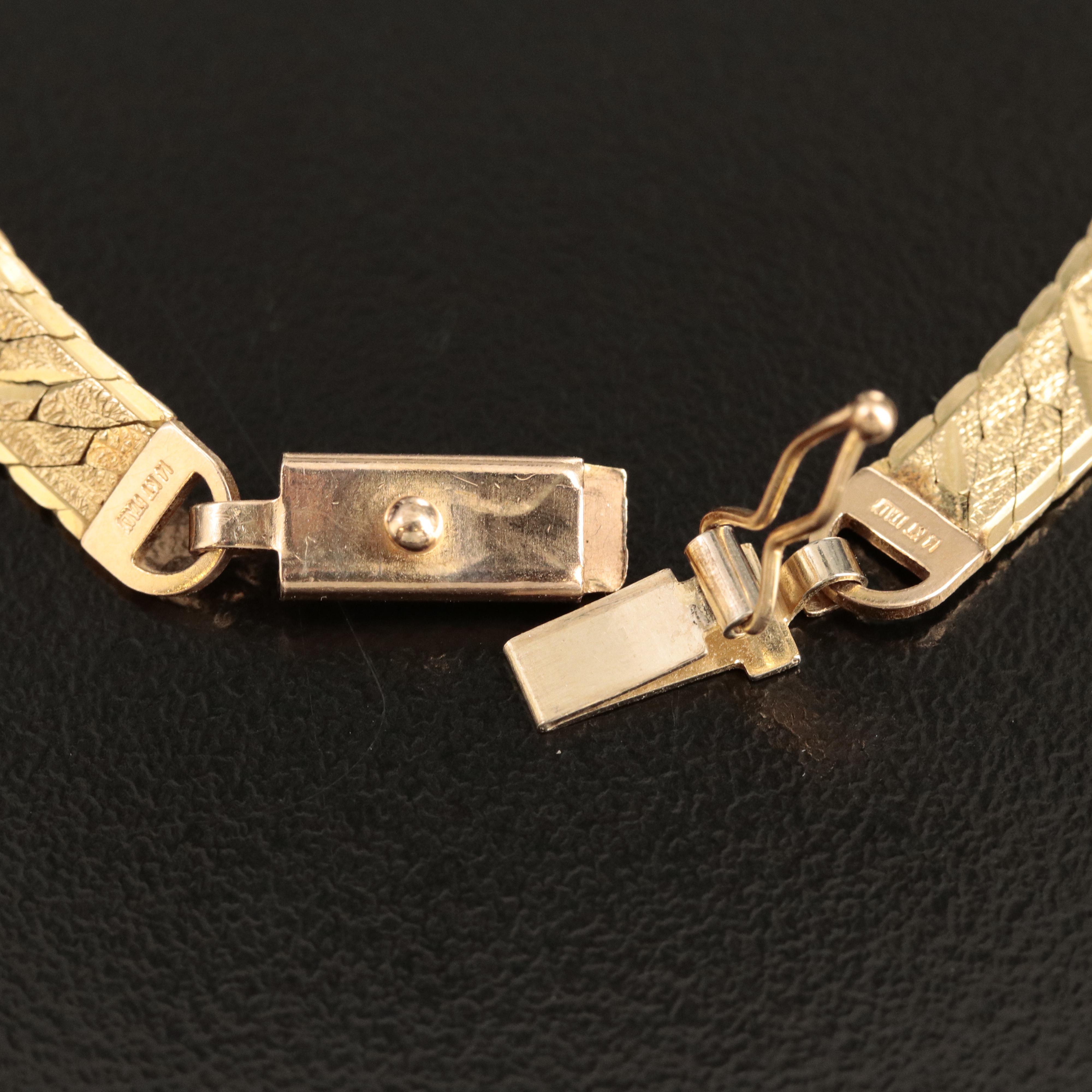 Italian 14K Patterned Herringbone Bracelet
