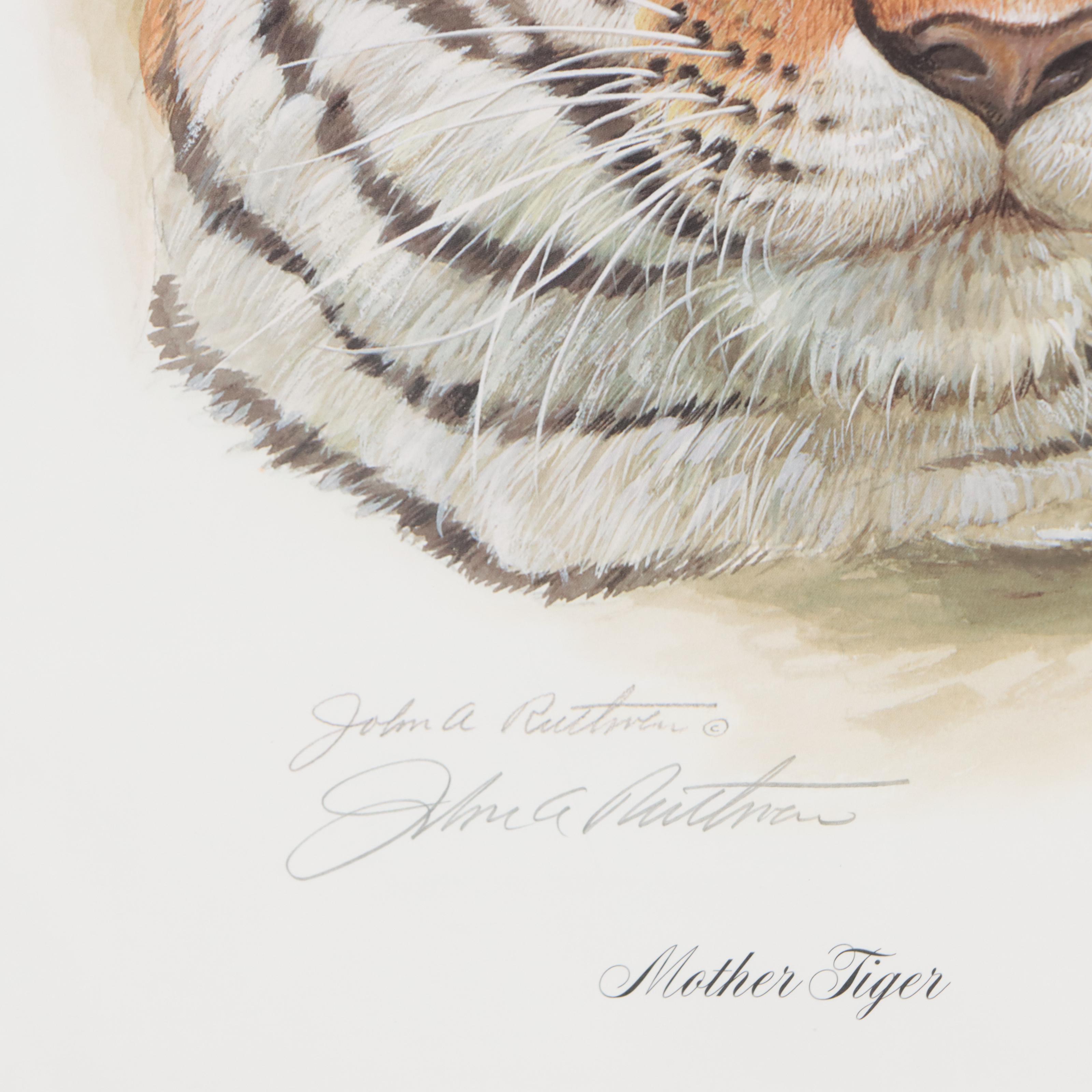 John Ruthven Offset Lithograph "Mother Tiger"