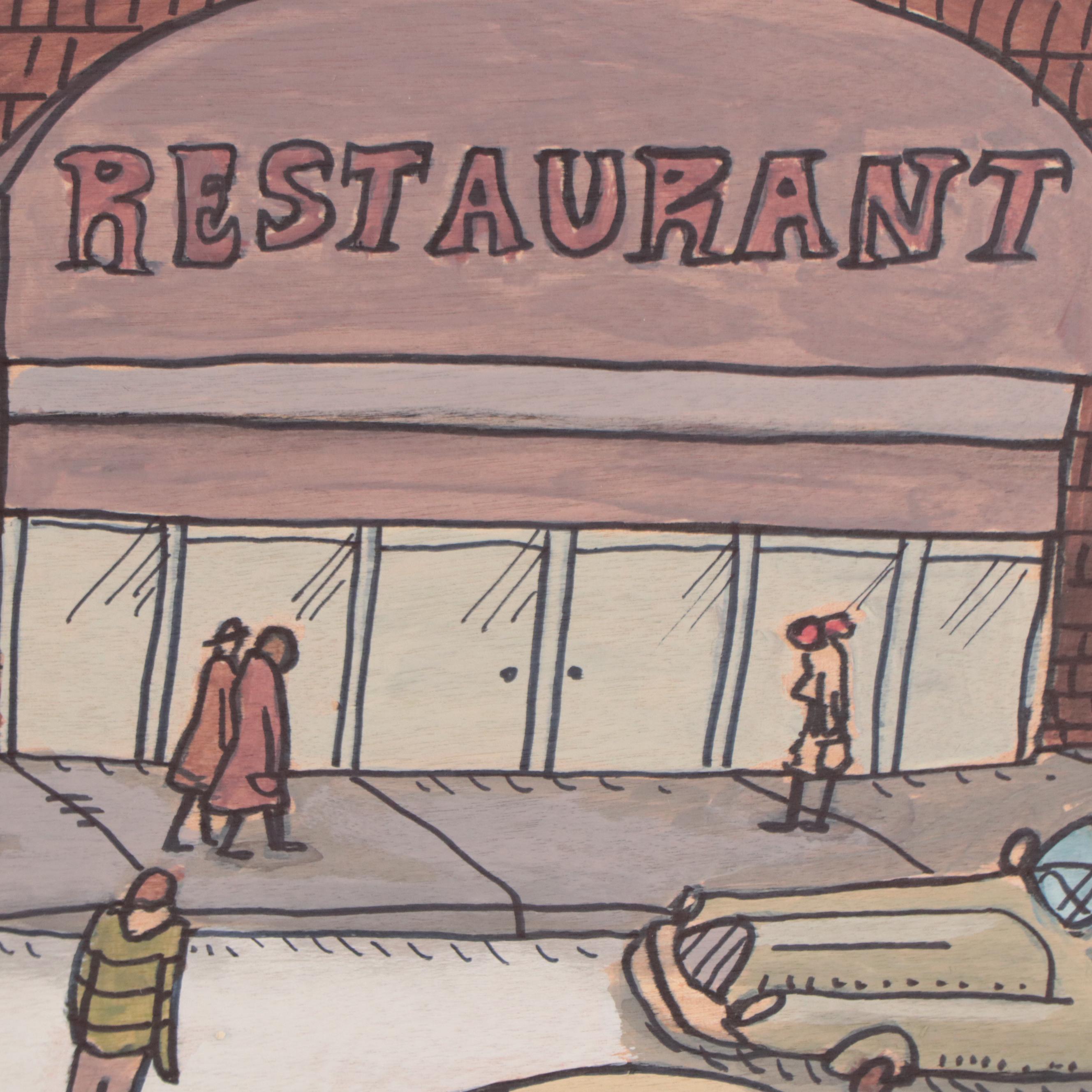 Aaron Wooten Acrylic and Ink Painting of Cityscape "Lexington Avenue," 2023