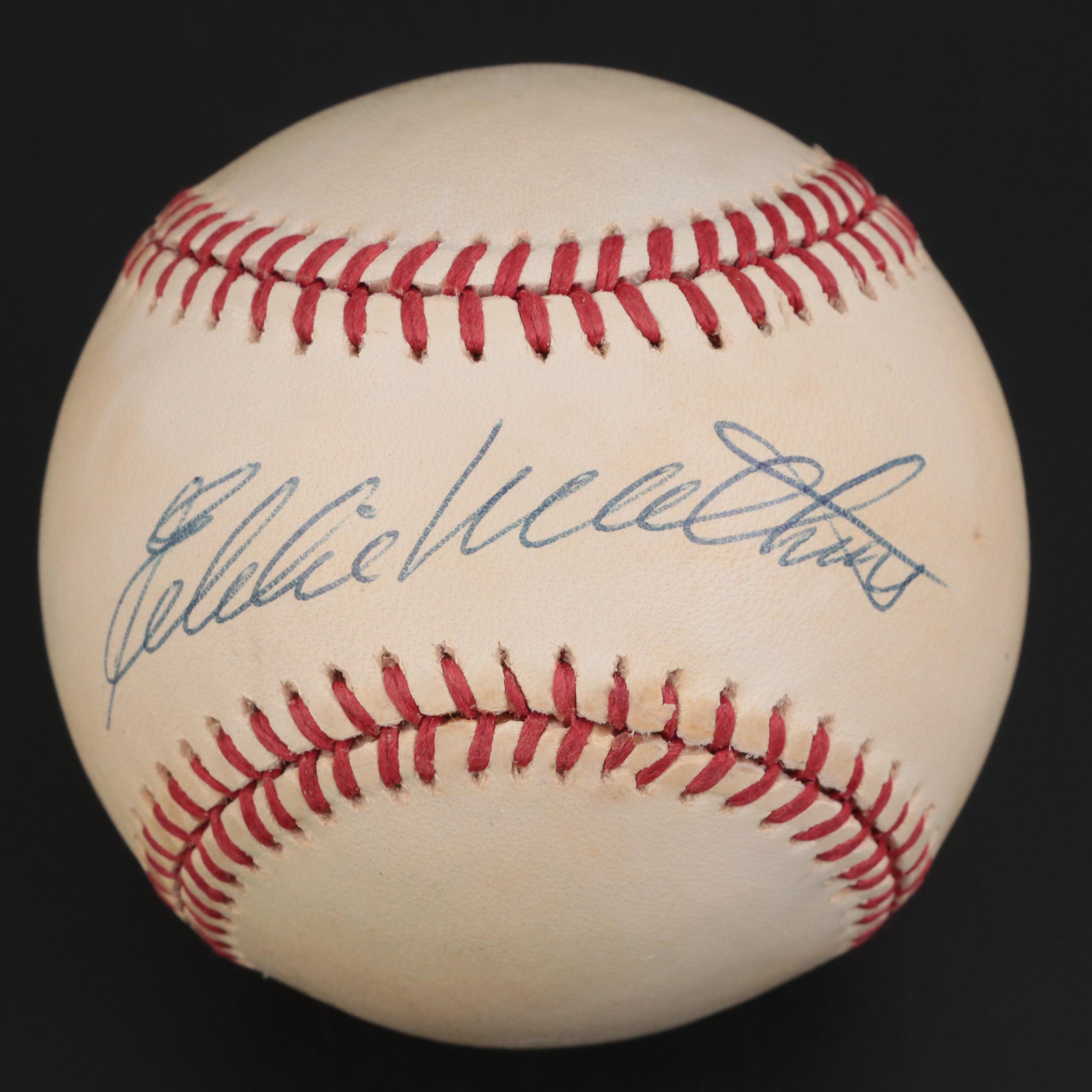 Eddie Mathews Signed Rawlings National League Giamatti Baseball