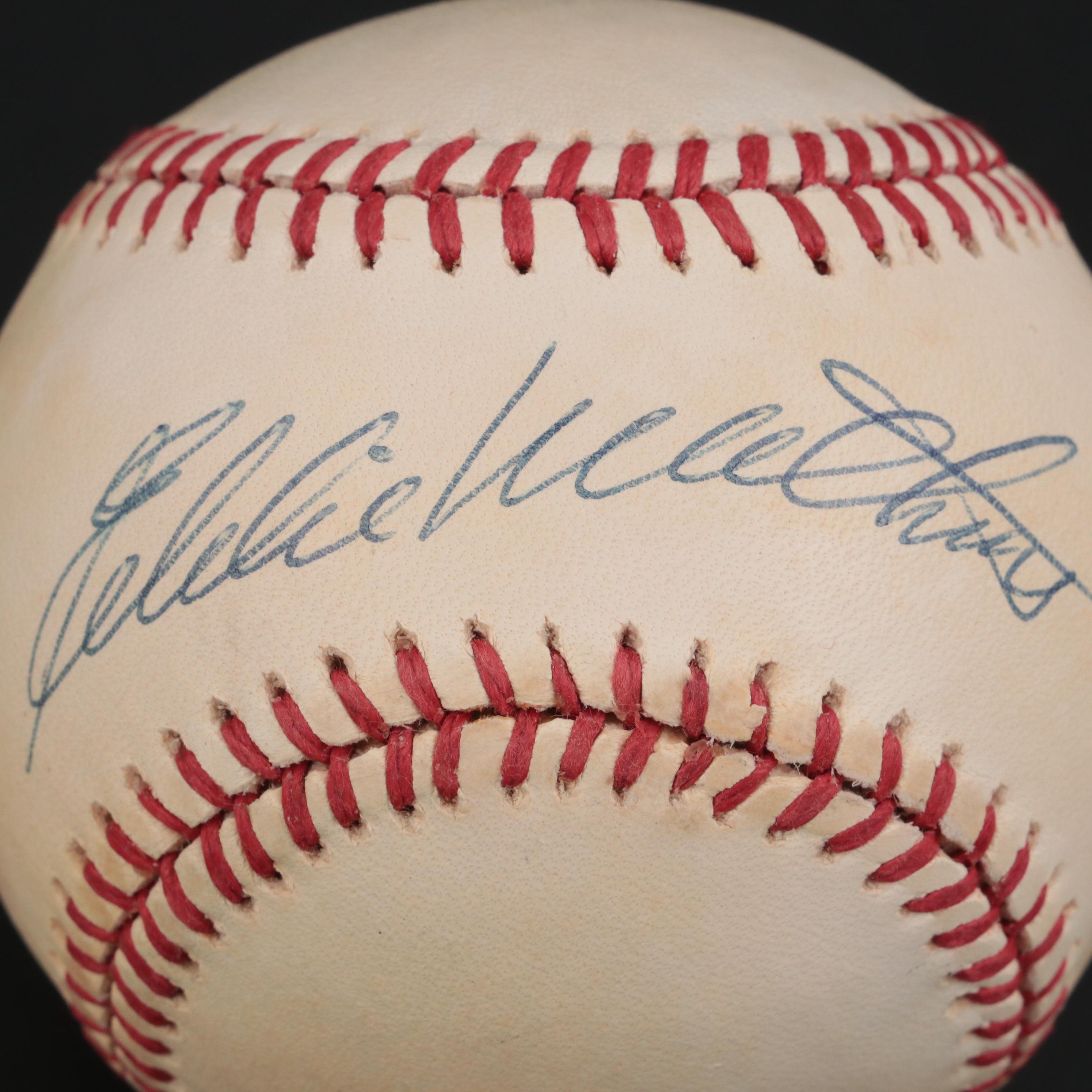 Eddie Mathews Signed Rawlings National League Giamatti Baseball